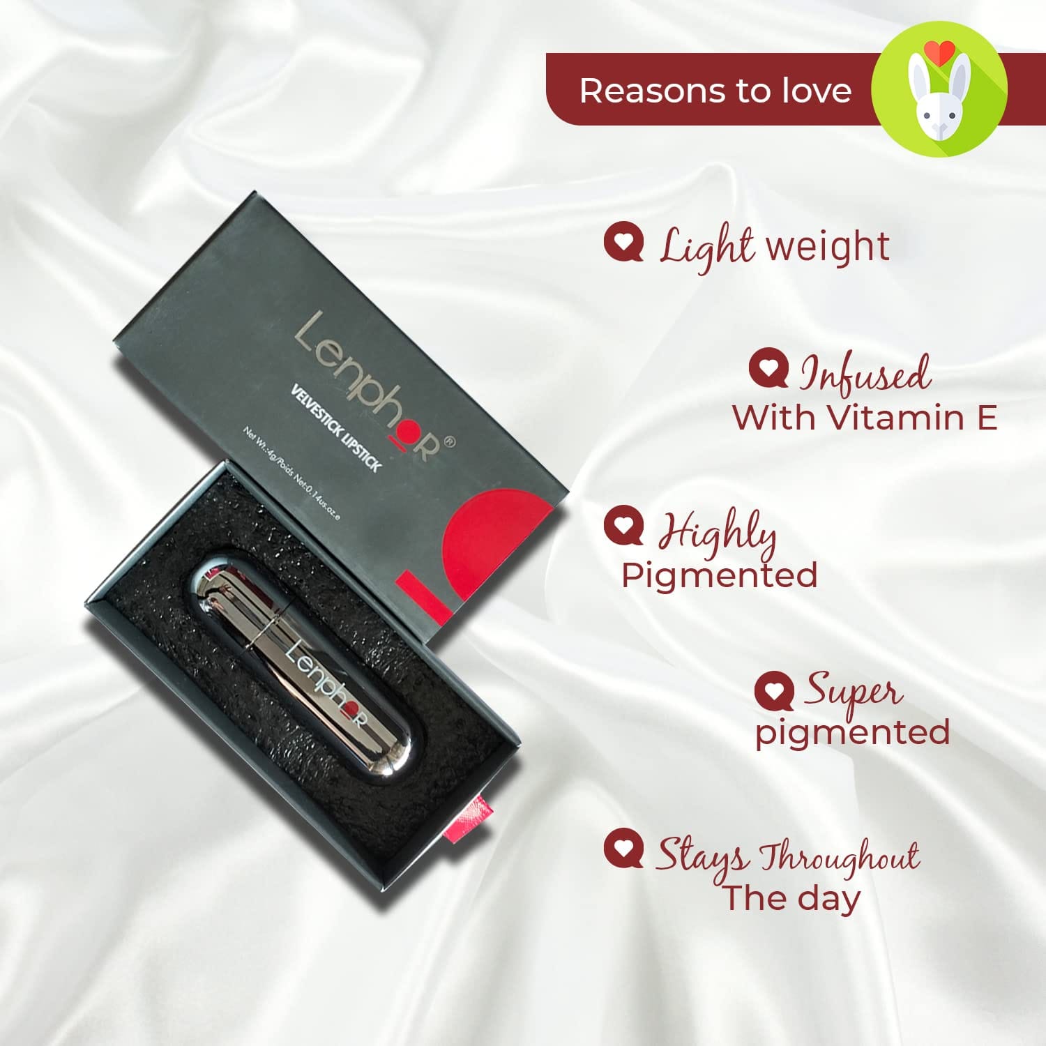 Lenphor - Velvestick Lipstick, Long Lasting Lipstick (4g)