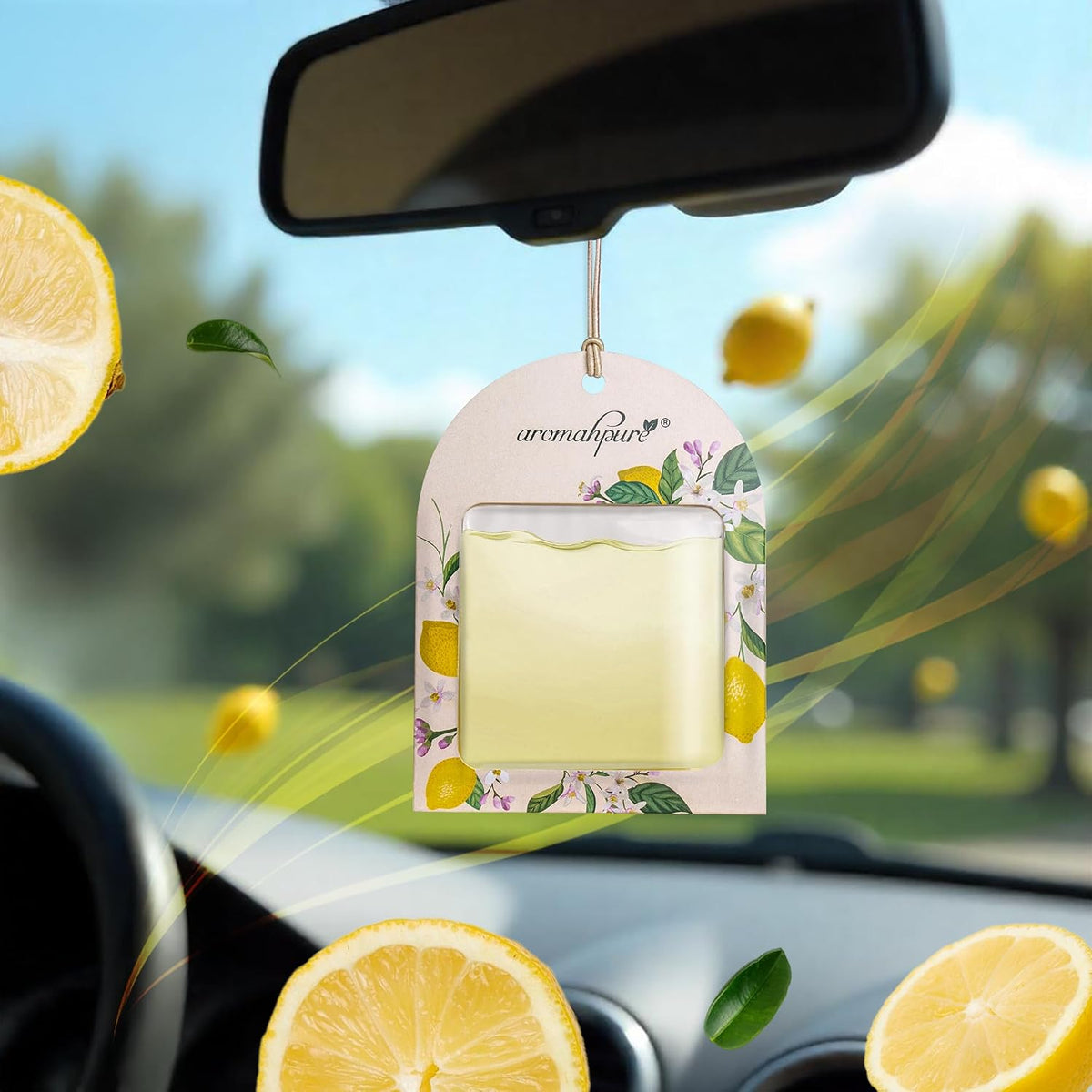 Aromahpure Gel Wink Hanging Car Perfume | Long-Lasting Gel Based Car Air Freshener | Car Accessories | Last Up to 30 Days (Sandal-Lemon-Berry)
