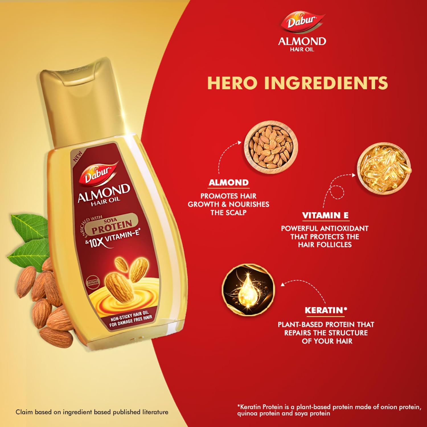 Dabur Almond Hair Oil - with Almond, Vitamin E and Soya Protein (100 ml +50 ml Free )