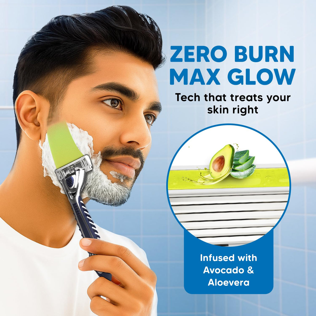LetsShave Pro 6 Plus Lite Cartridge Refills for Men – Pack of 4 | 6-Blade System with Precision Trimmer Edge | Argan Oil & Aloe Vera Infused Moisture Bar 1 coun