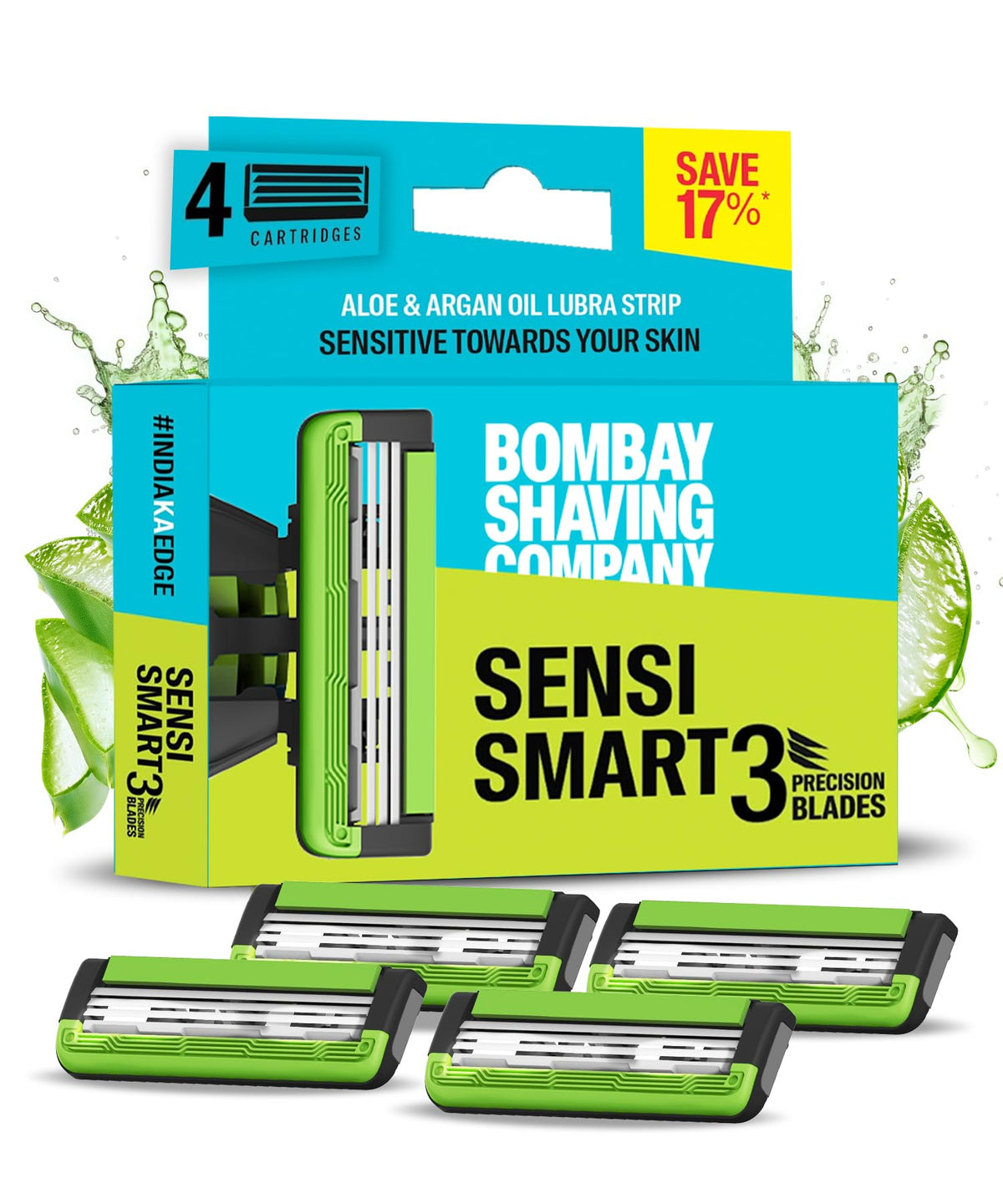 Bombay Shaving Company Sensi Smart 3 Razor Cartridge | Pack Of 4 Blades