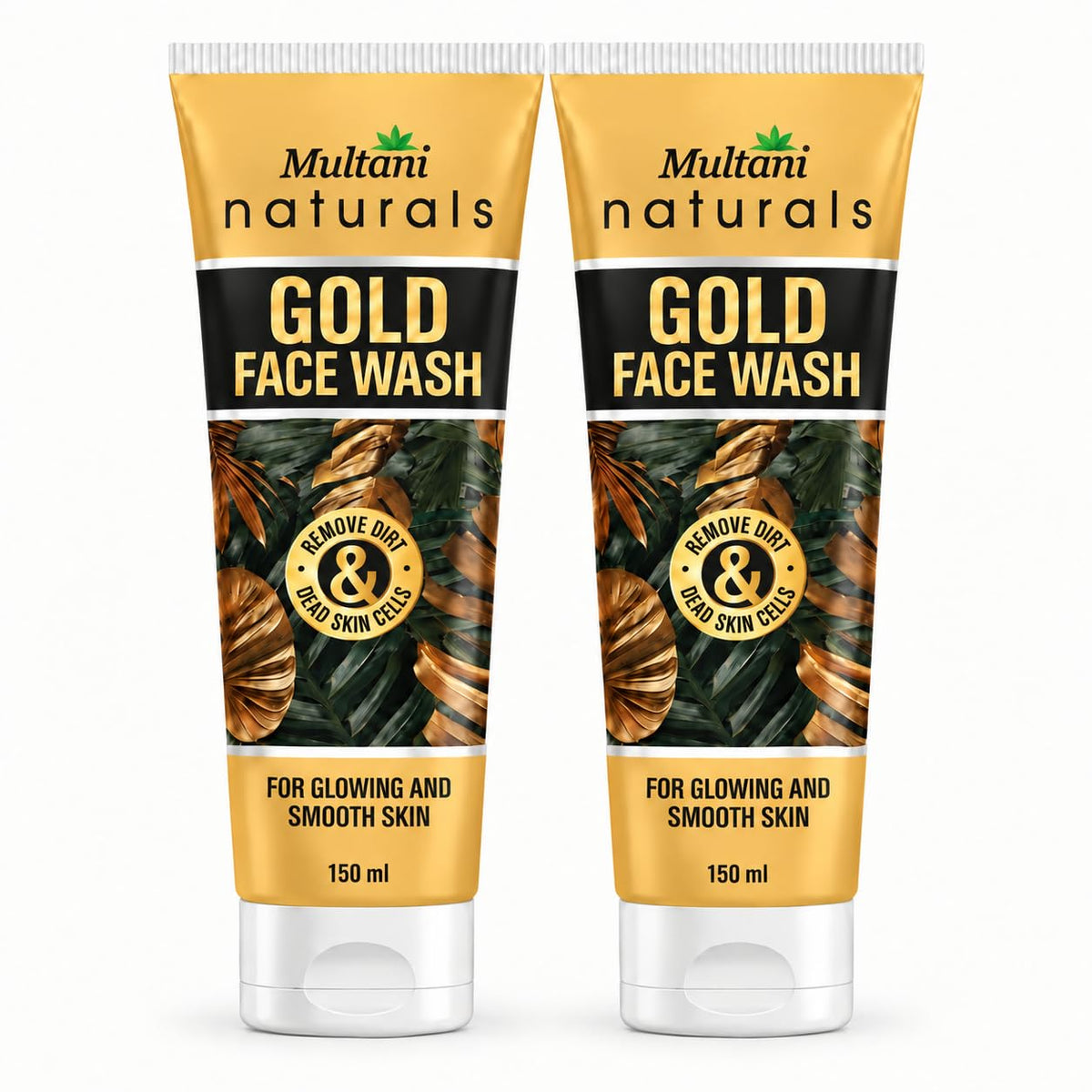 Multani Naturals Gold Face Wash 150ml (Pack of 2) | Instant Glow Brightening Cleanser | Real Gold Dust Anti-Aging Formula | Deep Cleansing Radiance Booster | Fo