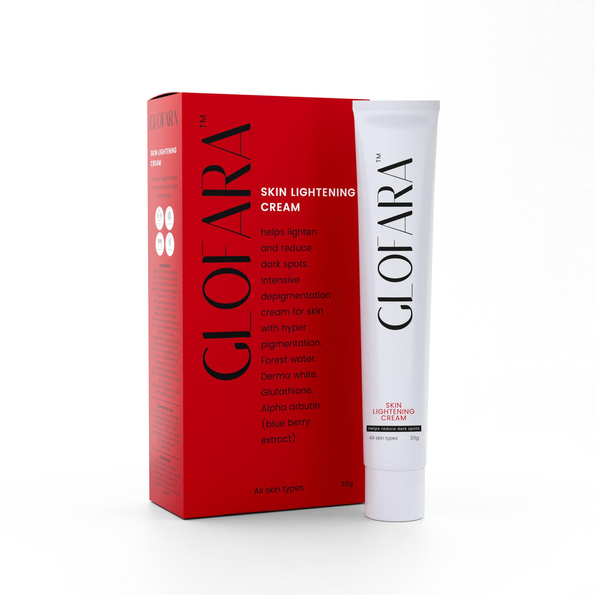Skin Lightening Cream with Glutathione, Alpha Arbutin (Blueberry Extract), Derma White & Forest Water | Brightens, Evens Skin Tone, Reduces Dark Spots & Pigment