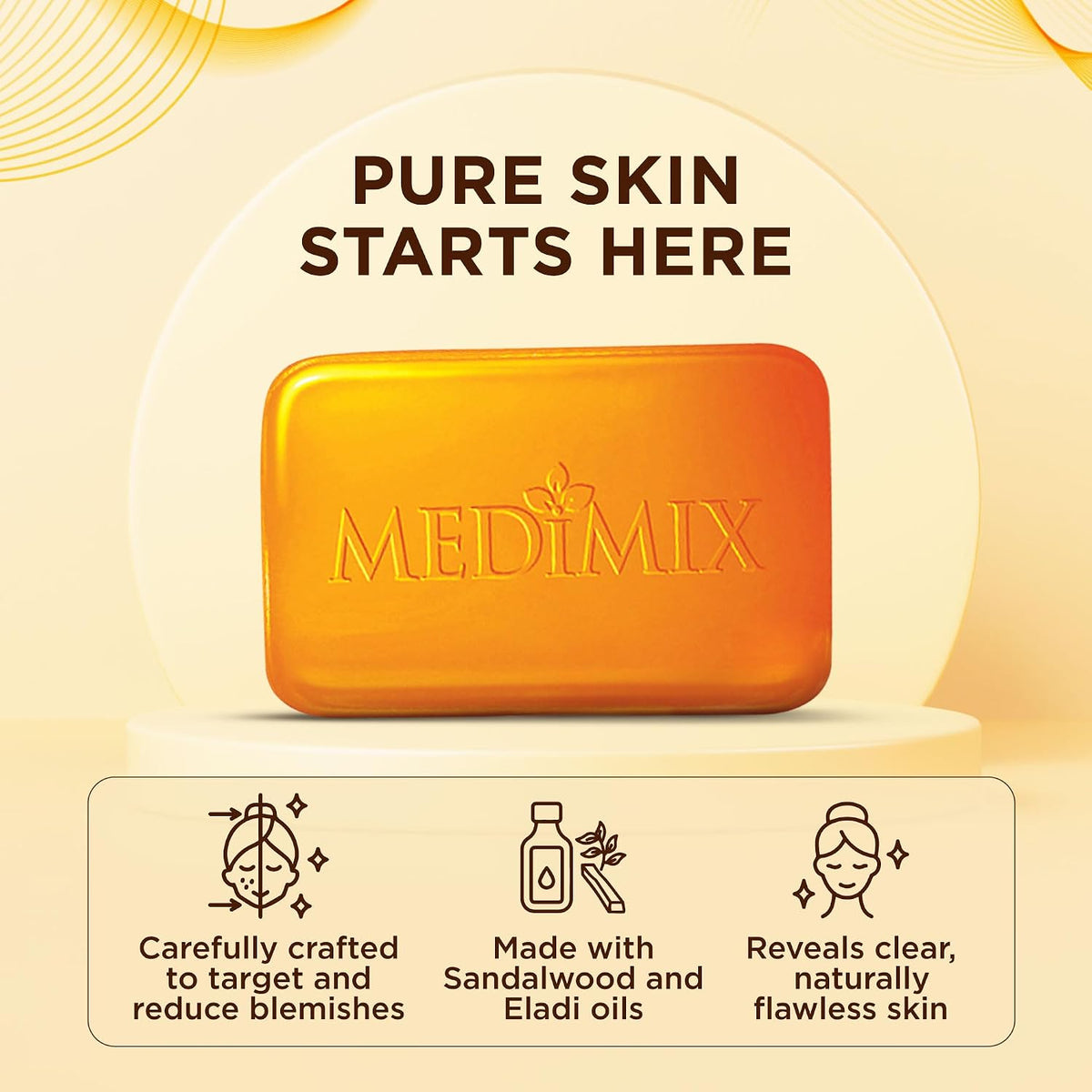 Medimix Sandal Ayurvedic Traditionally Made Bathing Bar Soap 125g (3 + 1 Combo Pack) | Infused with Sandal & Eladi Oil | Effective for Skin Blemish 125 g (Pack