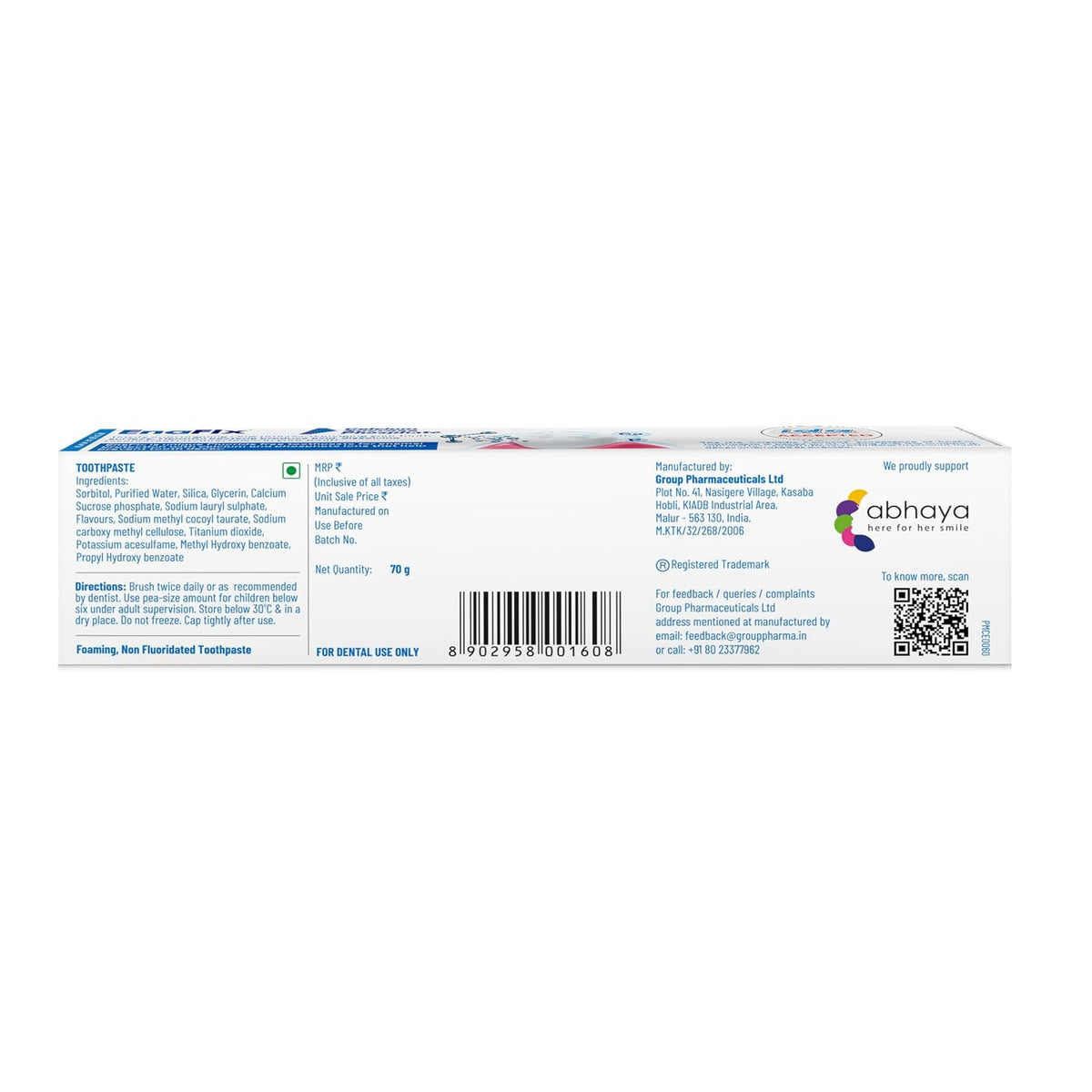 Enafix Anticavity Enamel Protection Toothpaste 70 g (Pack of 1)