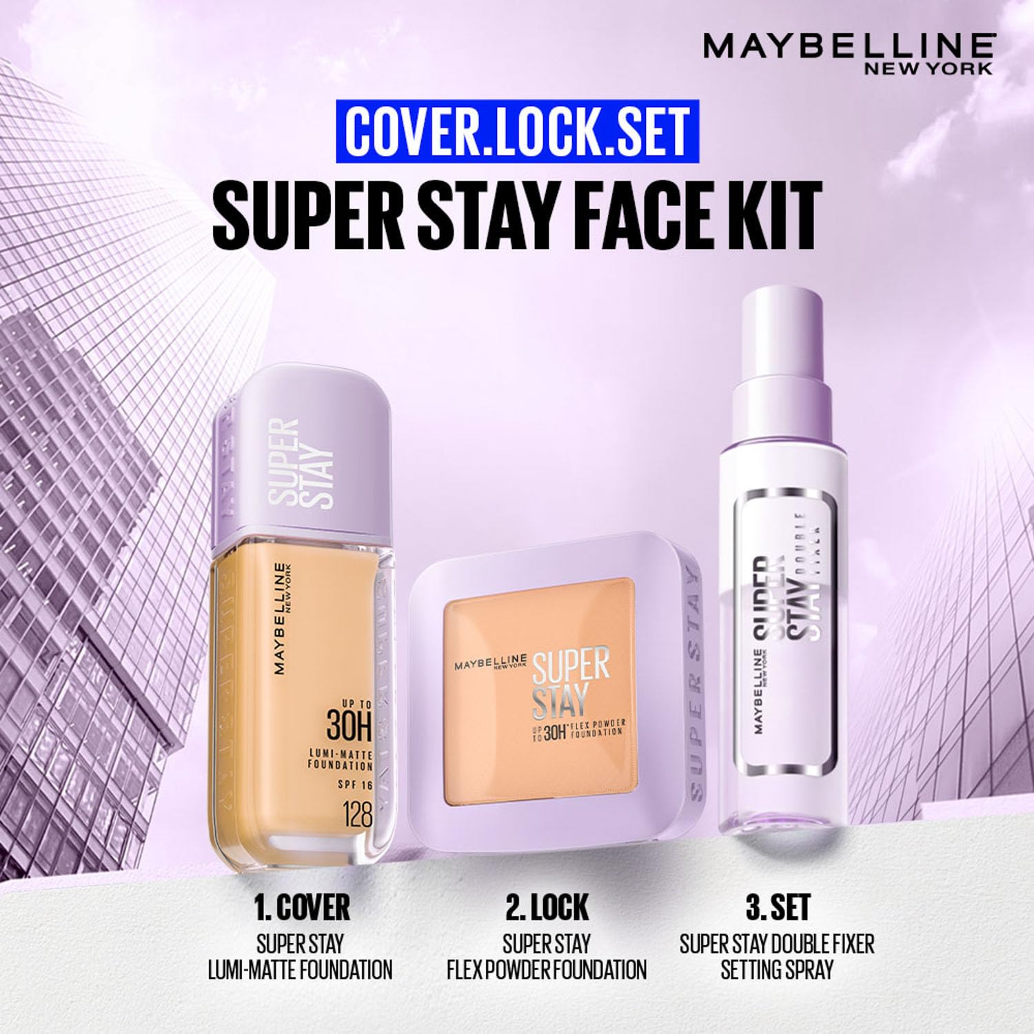 Maybelline New York Super Stay Double Fixer Setting Spray, 24HR Wear, Hydrating Spray, 55ml