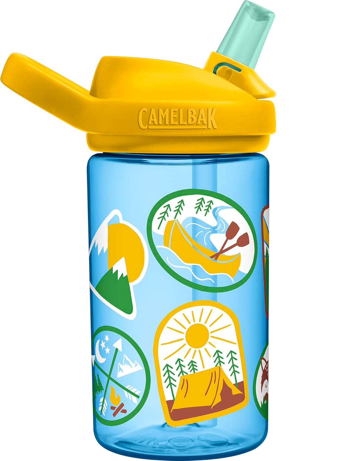 CamelBak Eddy+ Kids Bite Valve Water Bottle 14oz, Explorer Patches Explorer Patches 14 Ounces