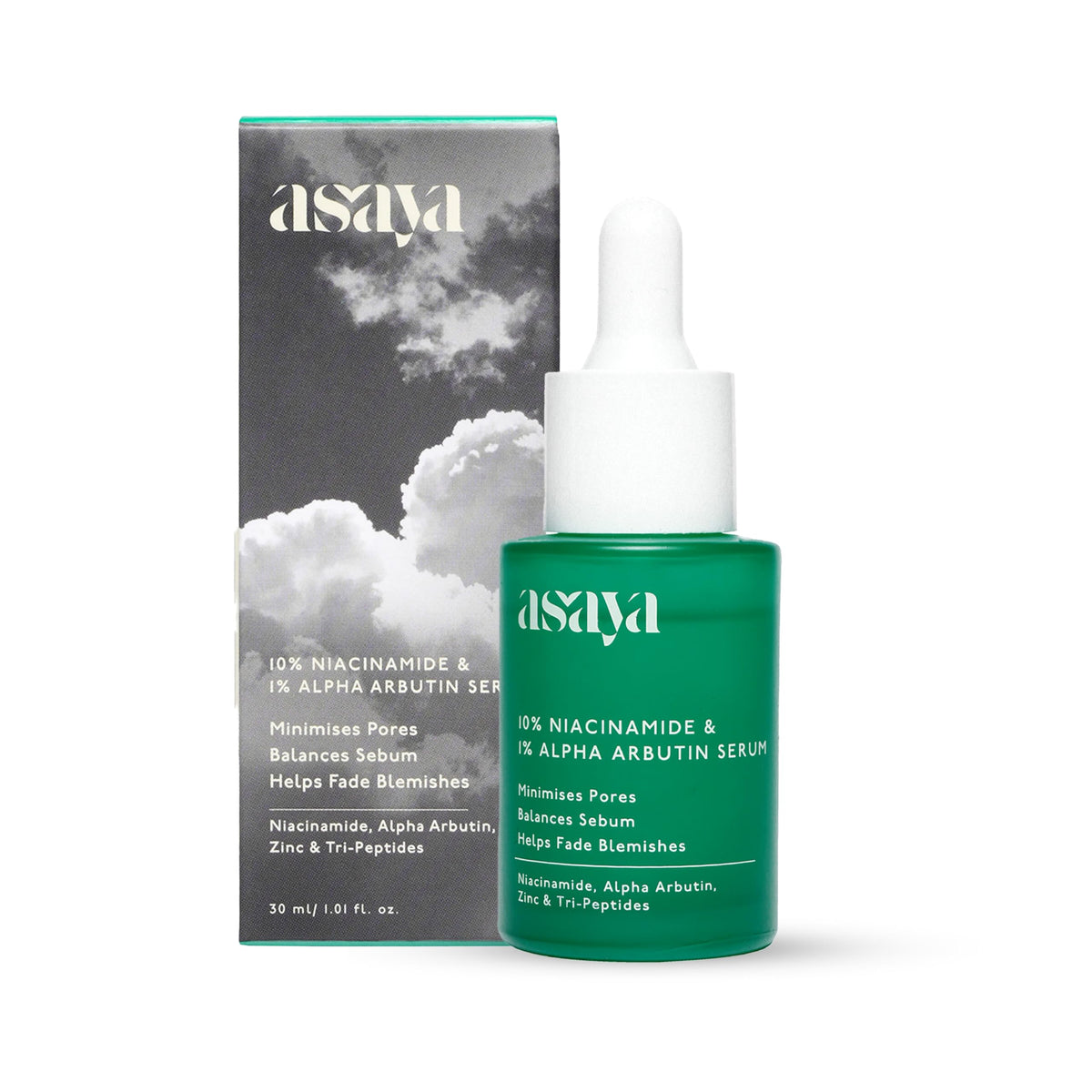 Asaya 10% Niacinamide Face Serum | With Alpha Arbutin & Zinc PCA | Fades Acne Marks, Dark Spots & Blemishes | Controls Sebum & Minimizes Pores | Brightens Skin