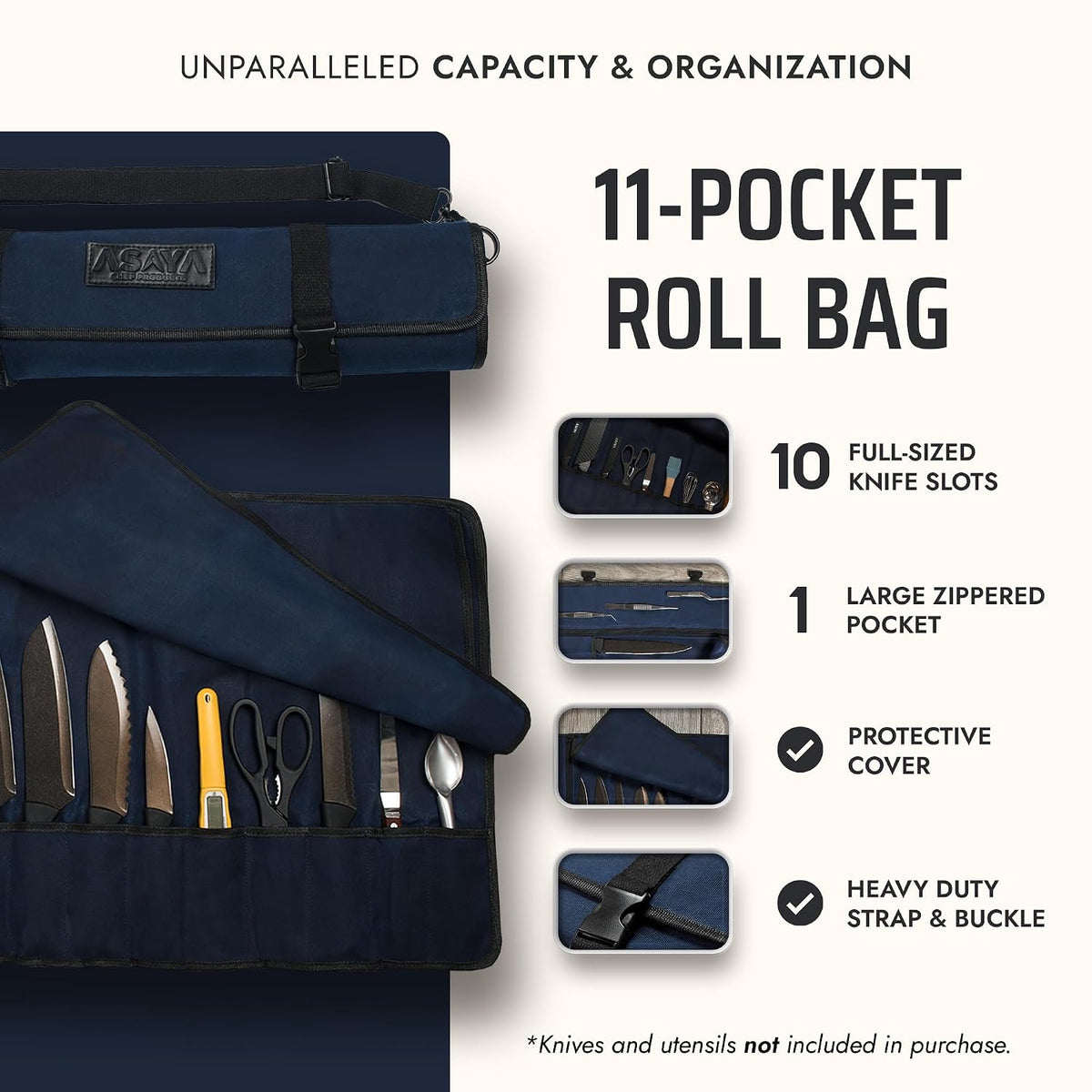 Asaya Canvas Knife Roll (Blue)