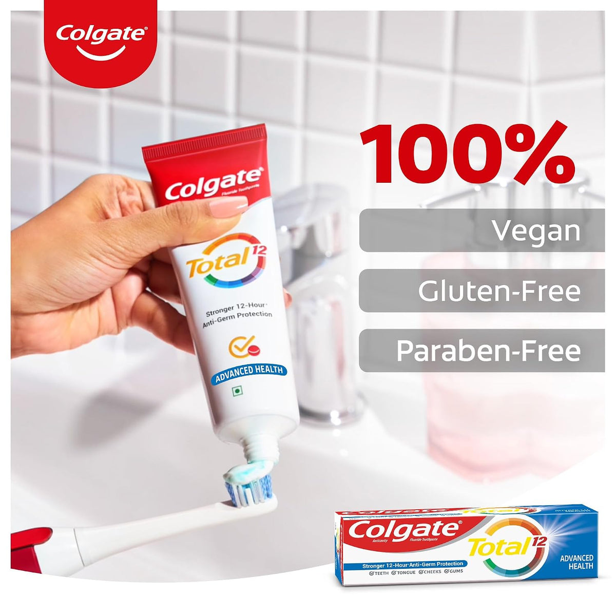 Colgate Total Whole Mouth Health, Antibacterial Cavity Protection Toothpaste, 120gm + 120gm (Advanced Health, Saver Pack)