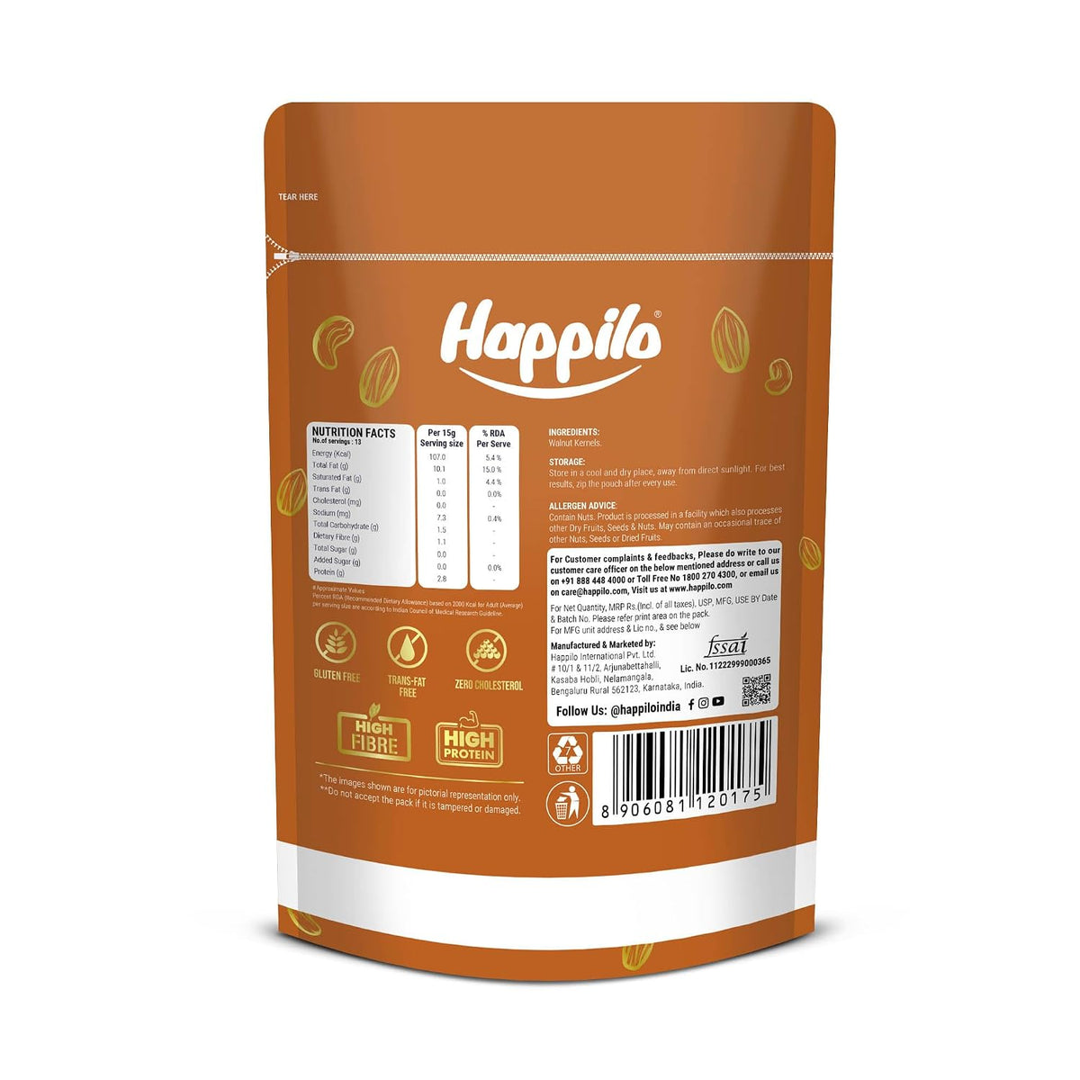 Happilo Premium Deluxe Walnut Kernels 200g (Pack of 1) | Walnuts without Shell | Akhrot Giri | Dry Fruits, Healthy Snacks | Natural Walnut Kernels | Rich in Pro
