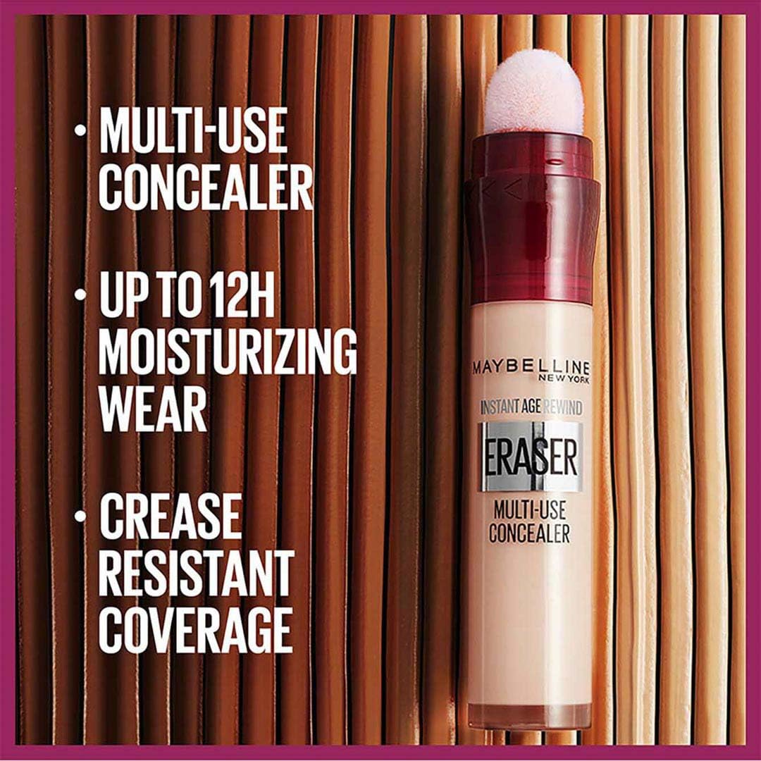 Maybelline Instant Anti Age Eraser Eye Full Coverage Concealer, Natural, Dark Circles And Blemish Concealer Lotion, Ultra Blendable Formula For All Type of Skin