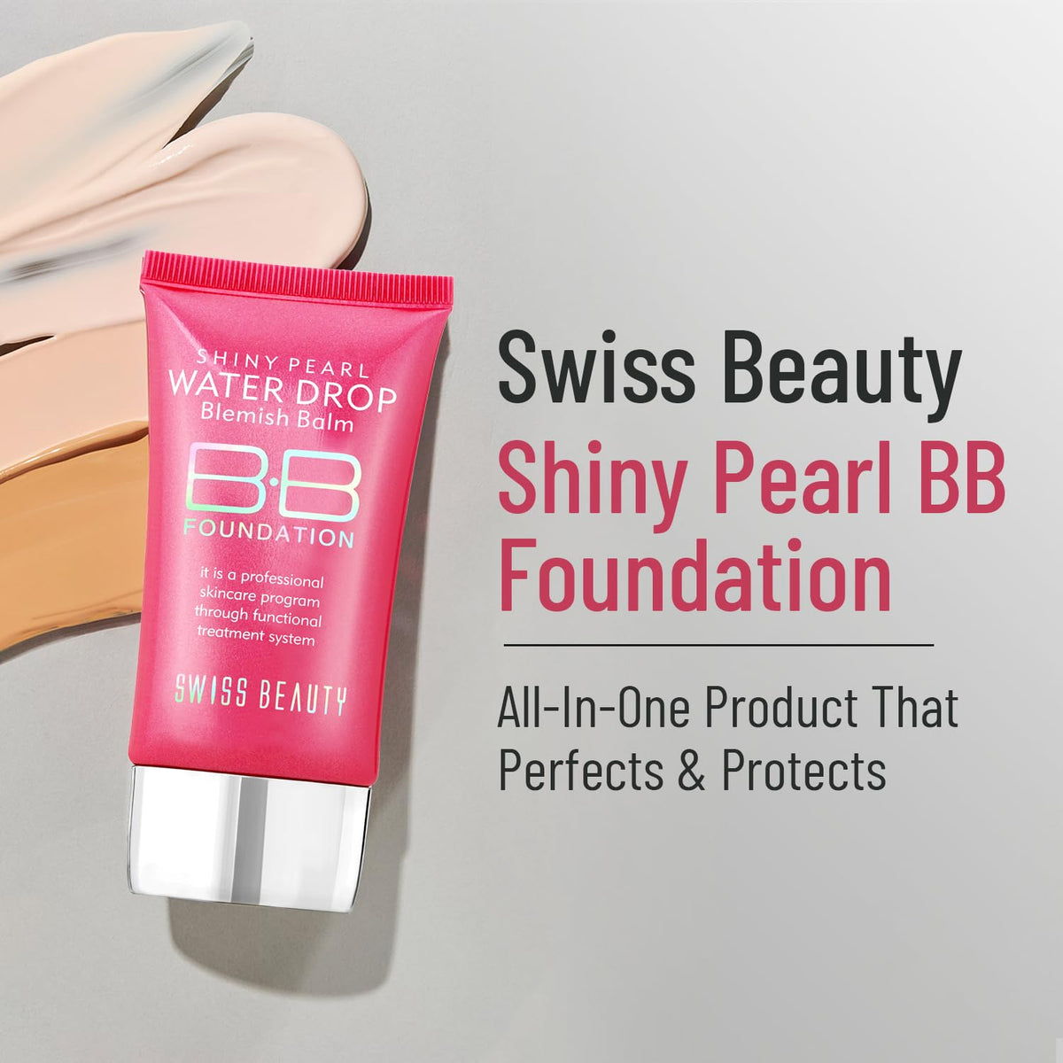 Swiss Beauty Matte Shiny Pearl Water Drop Blemish Long Lasting Balm BB Lightweight, Liquid Foundation, Face Makeup, Shade-03, 40ml Shade-03 40 ml (Pack of 1)