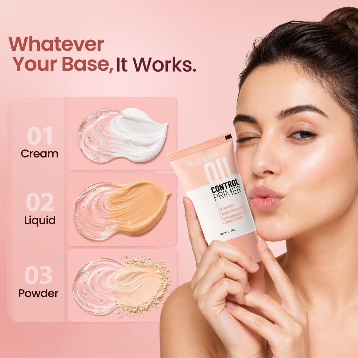 Swiss Beauty Oil Control Face Primer, Pore-Blurring Makeup Primer, Smooth Matte Finish, Lightweight & Non-Greasy, Long-Lasting Makeup Base, Minimizes the Appear