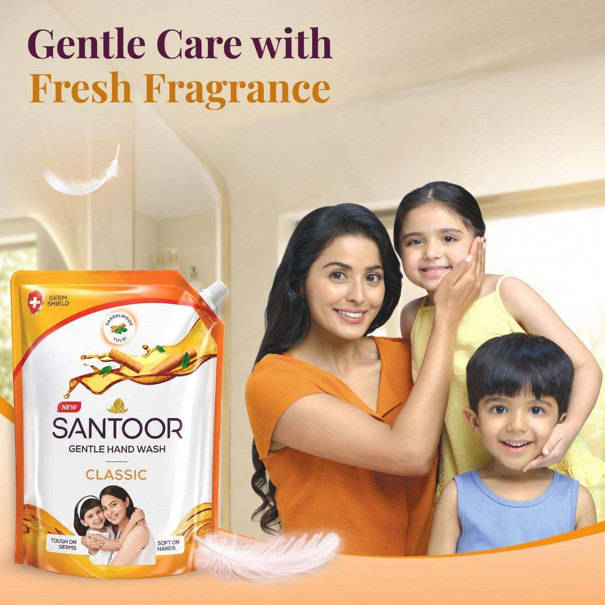 Santoor Classic Gentle Hand Wash with Natural goodness of Sandalwood & Tulsi, 1200ml