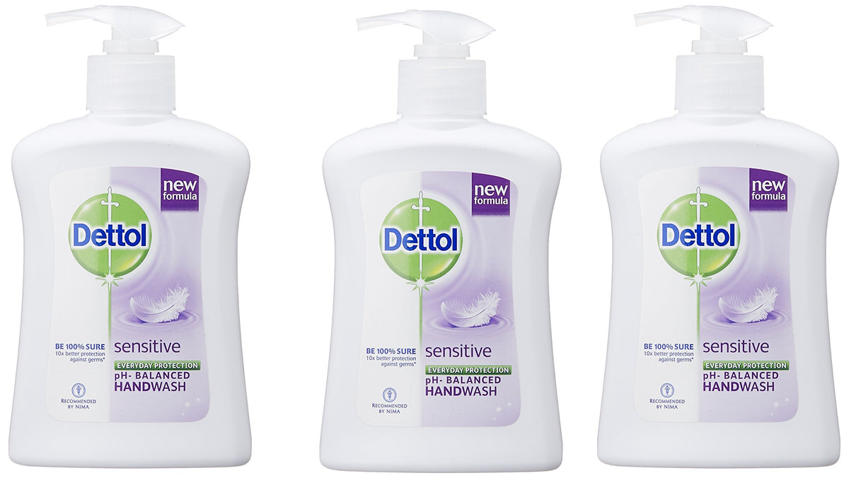 Dettol Sensitive pH Balanced Liquid Soap Handwash Pump - 215 ml (Pack of 3)