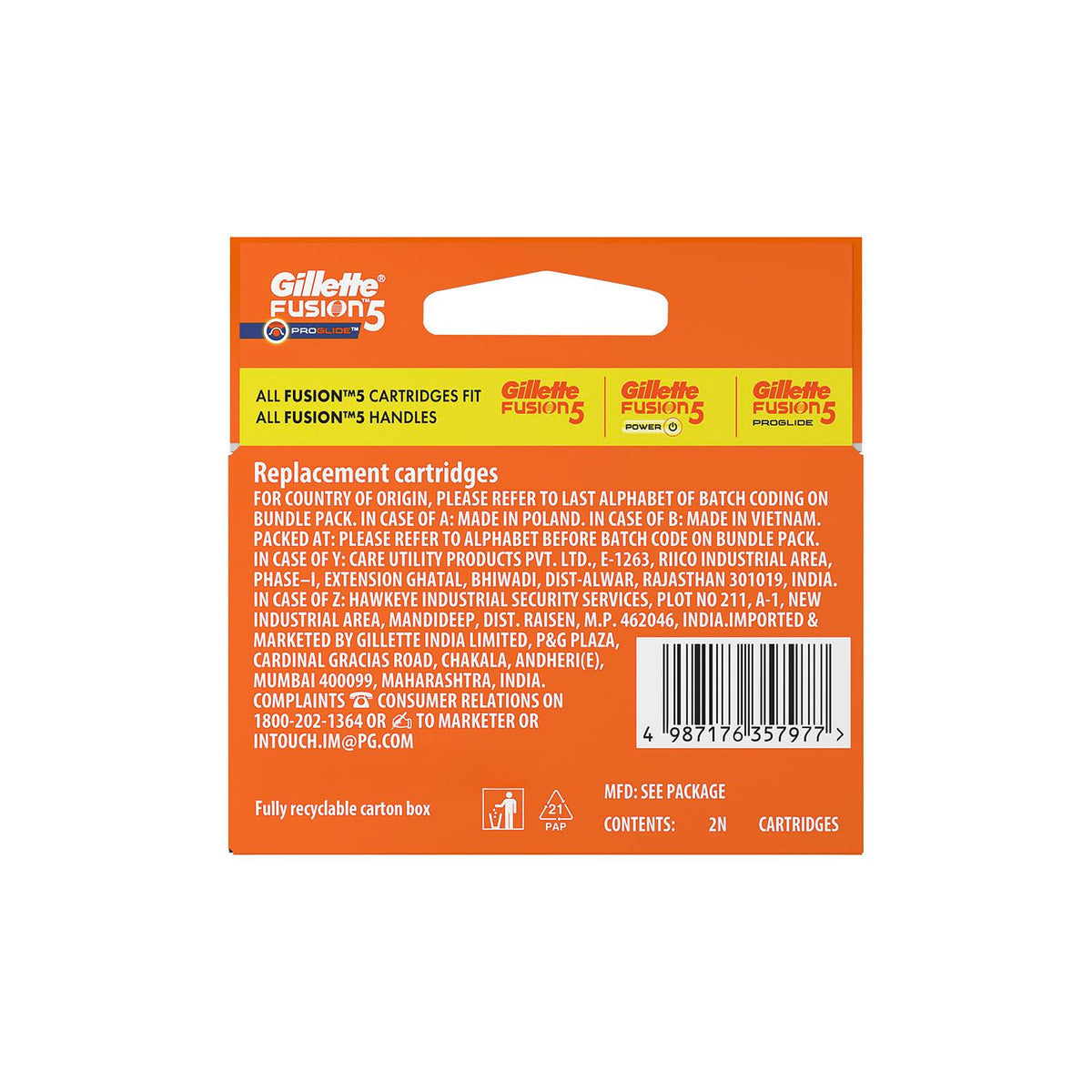 Gillette Fusion Proglide Blades for men with styling back blade - 2 count for Perfect Shave and Perfect Beard Shape 2s Pack Shaving Blade