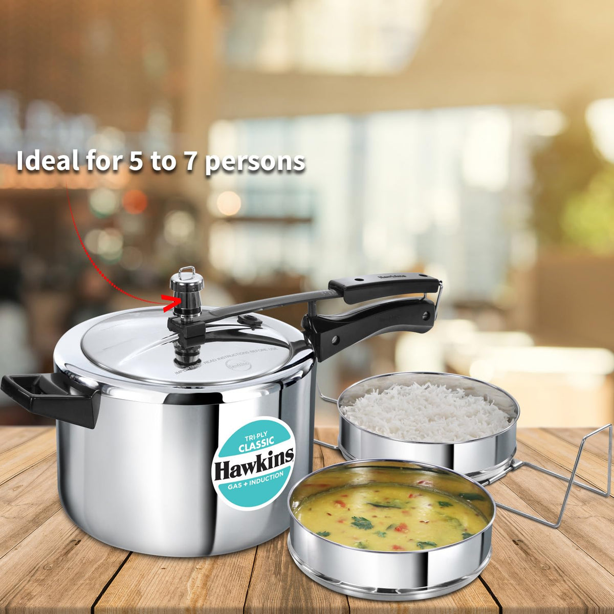 Hawkins 3 Litre Tri-Ply Pressure Cooker cum Pan, Triply Stainless Steel Inner Lid Cooker, Pan, Silver (SSTPP3) 3 Litres