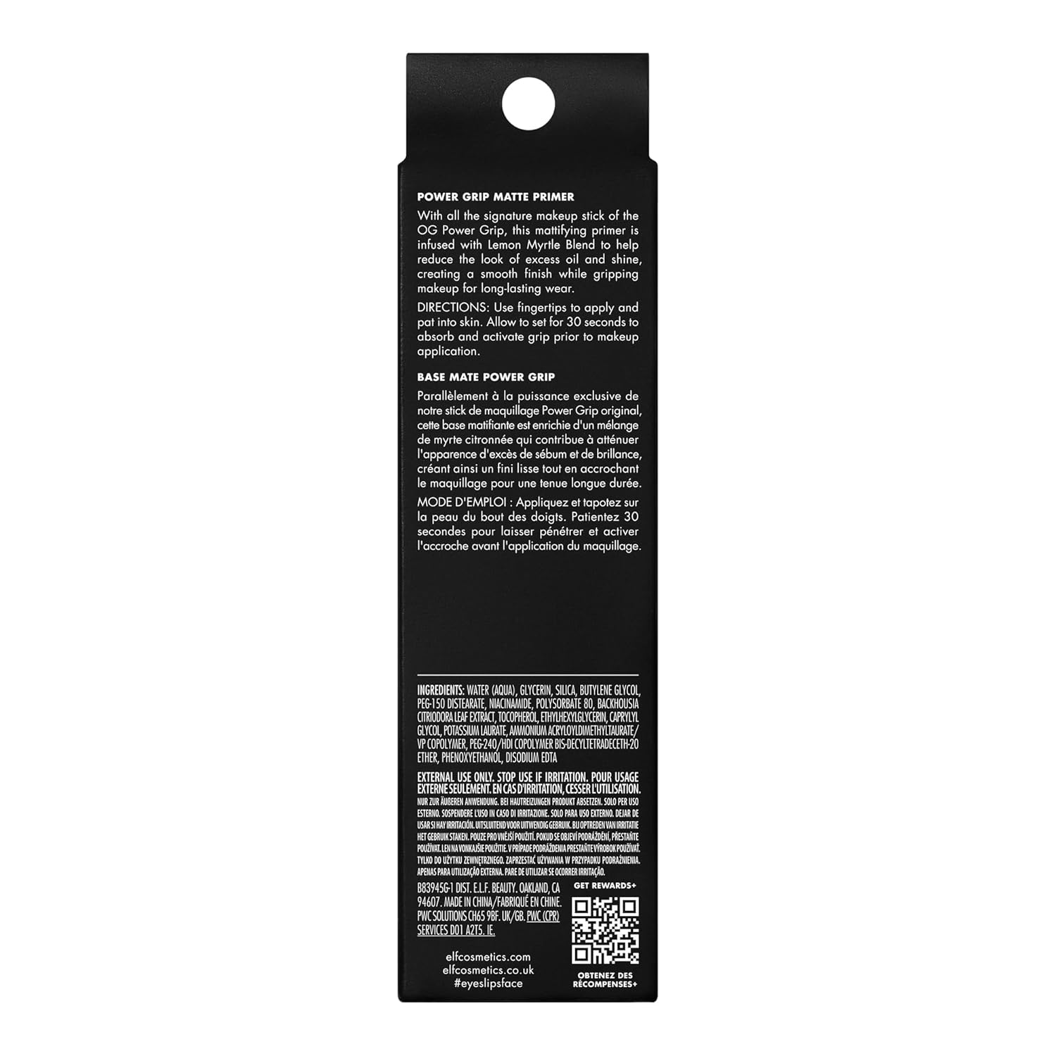 e.l.f. Power Grip Matte Primer, Matte Finish, Long-Lasting, Suitable for All Skin Types, Infused with Lemon Myrtle Blend, Vegan & Cruelty-Free