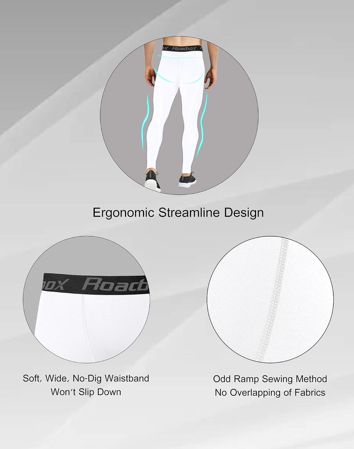 Roadbox Compression Pants for Men Running Tights Base Layer Leggings