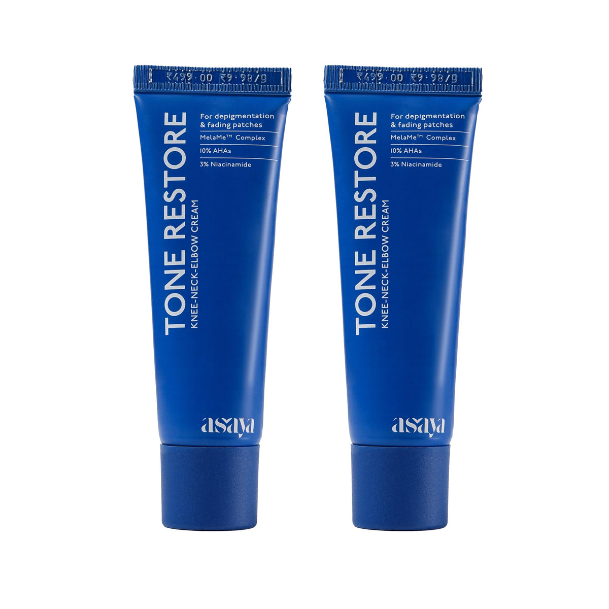 Asaya | Tone Restore | Advanced Pigmentation Cream with MelaMe™ Complex | Anti-Pigmentation Cream for Women & Men for Dark Neck, Knees & Elbows | 50 gm Each (Pa