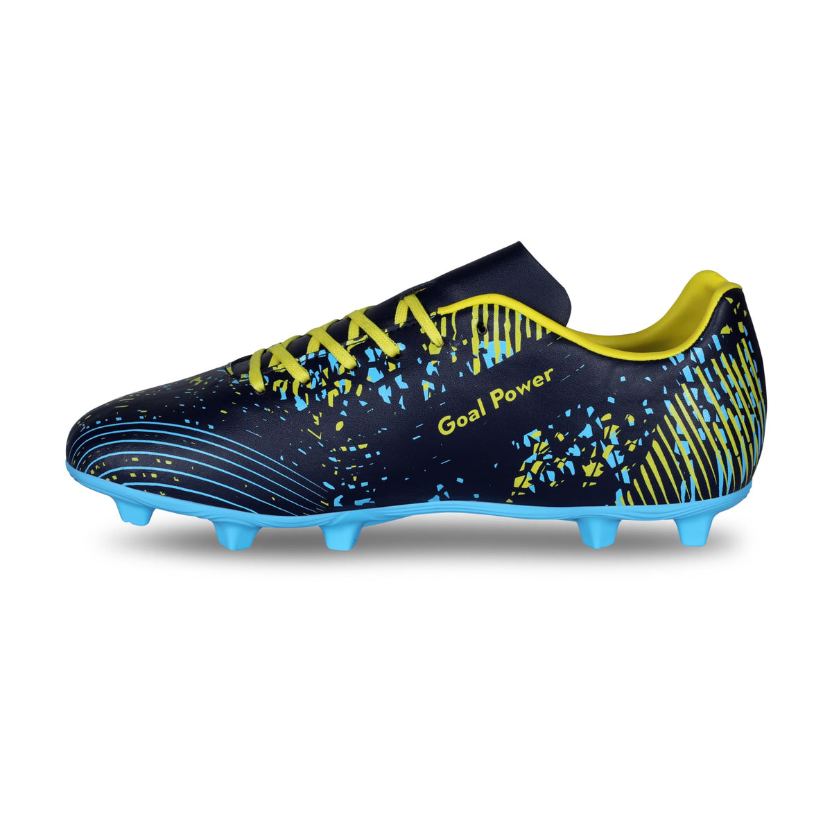 Nivia Goal Power Football Stud Shoe Foe Men/Sports and Soccer Shoe/Comfortable and Lightweight Navy Blue/Sky Blue 10 UK