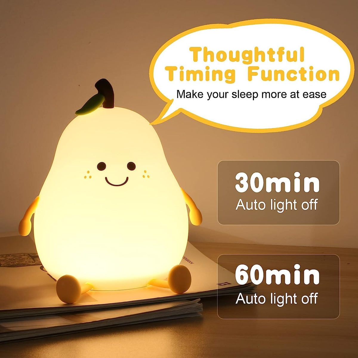 Rechargeable Silicone Pear Night Lamp – Touch-Control Color-Changing LED Light for Kids' Bedroom Decor and Ideal Baby Gift PEAR LAMP