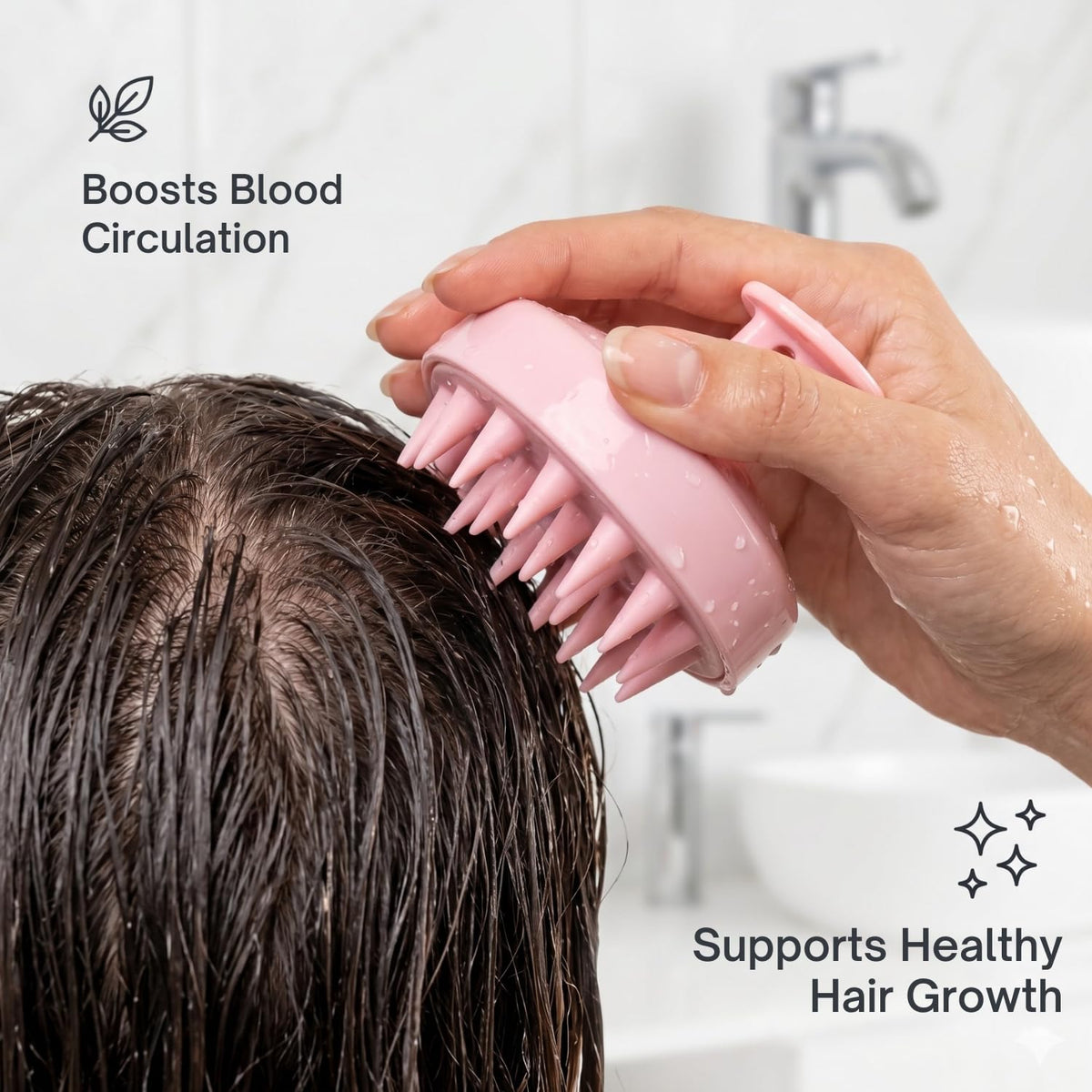 Smizzy Hair Scalp Massager Shampoo Brush Multicolor Pack of 1 – Soft Silicone Hair Scrubber for Dandruff, Itch Relief & Hair Care, Suitable for Men & Women (Sha