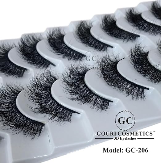 GOURI COSMETICS™ 3D FALSE EYELASHES - False Eyelashes for Women - (10 Pair Pack) TM10 204