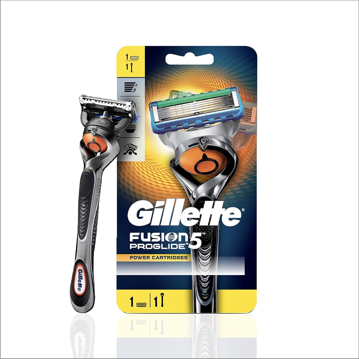 Gillette Proglide Men's Grooming Razor with Flexball Technology - Adapts to Facial Contours (1 pc) & Mach Turbo 3 Shaving Blades- Pack of 10 (Cartridges)