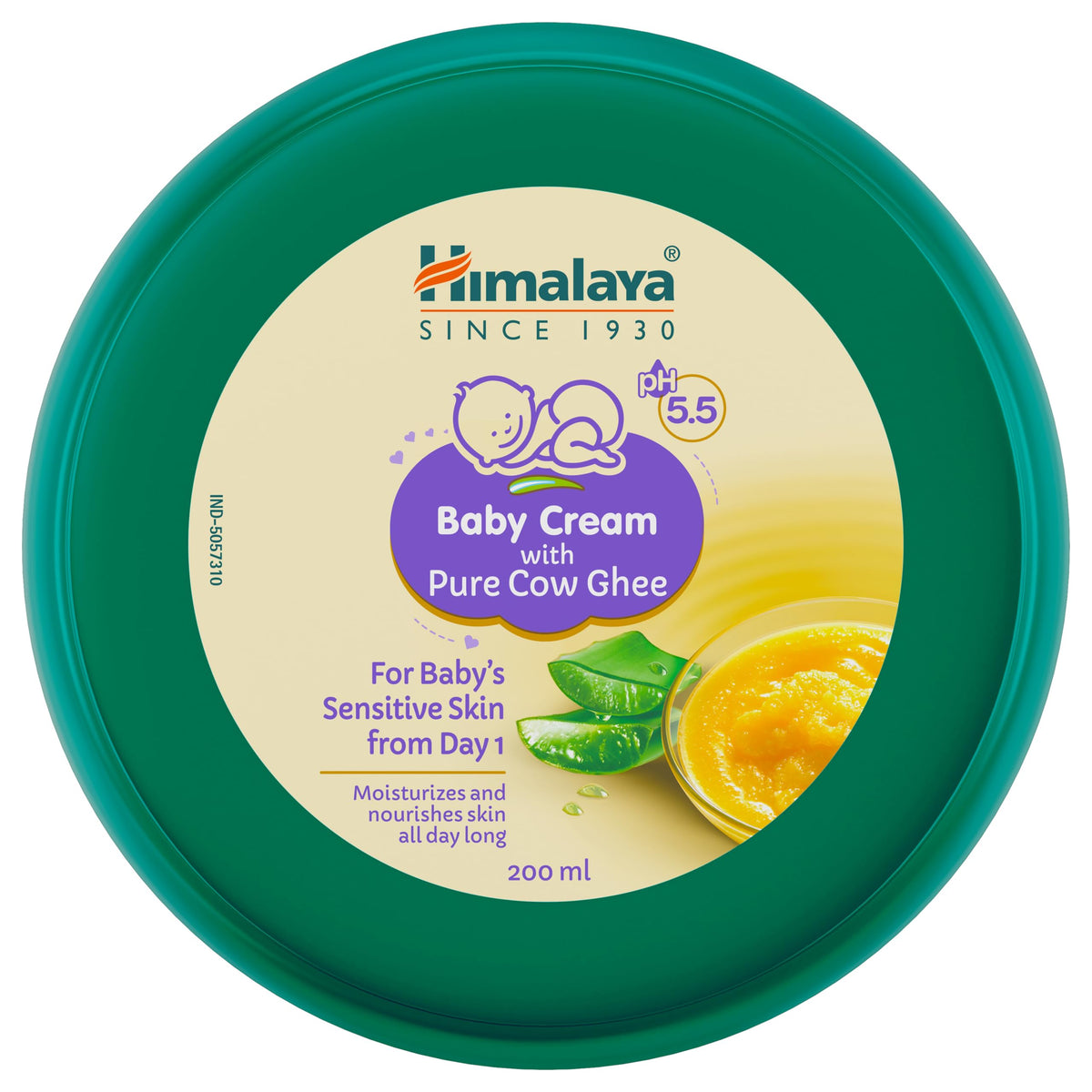 Himalaya Baby Cream with Pure Cow Ghee 200ml| For Sensitive Skin| pH 5.5 Pure cow ghee 200 ml (Pack of 1)