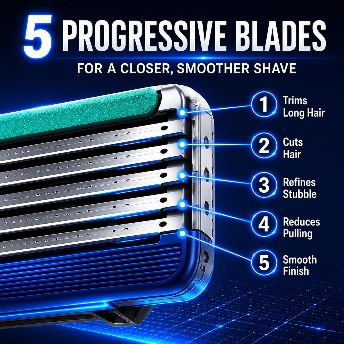 Replacement Razor Blades Compatible with Gillette Fusion5, 4-Pack Razor Cartridges for Men & Women, Multi-Blade Refill Heads with Lubricating Strip for Face and