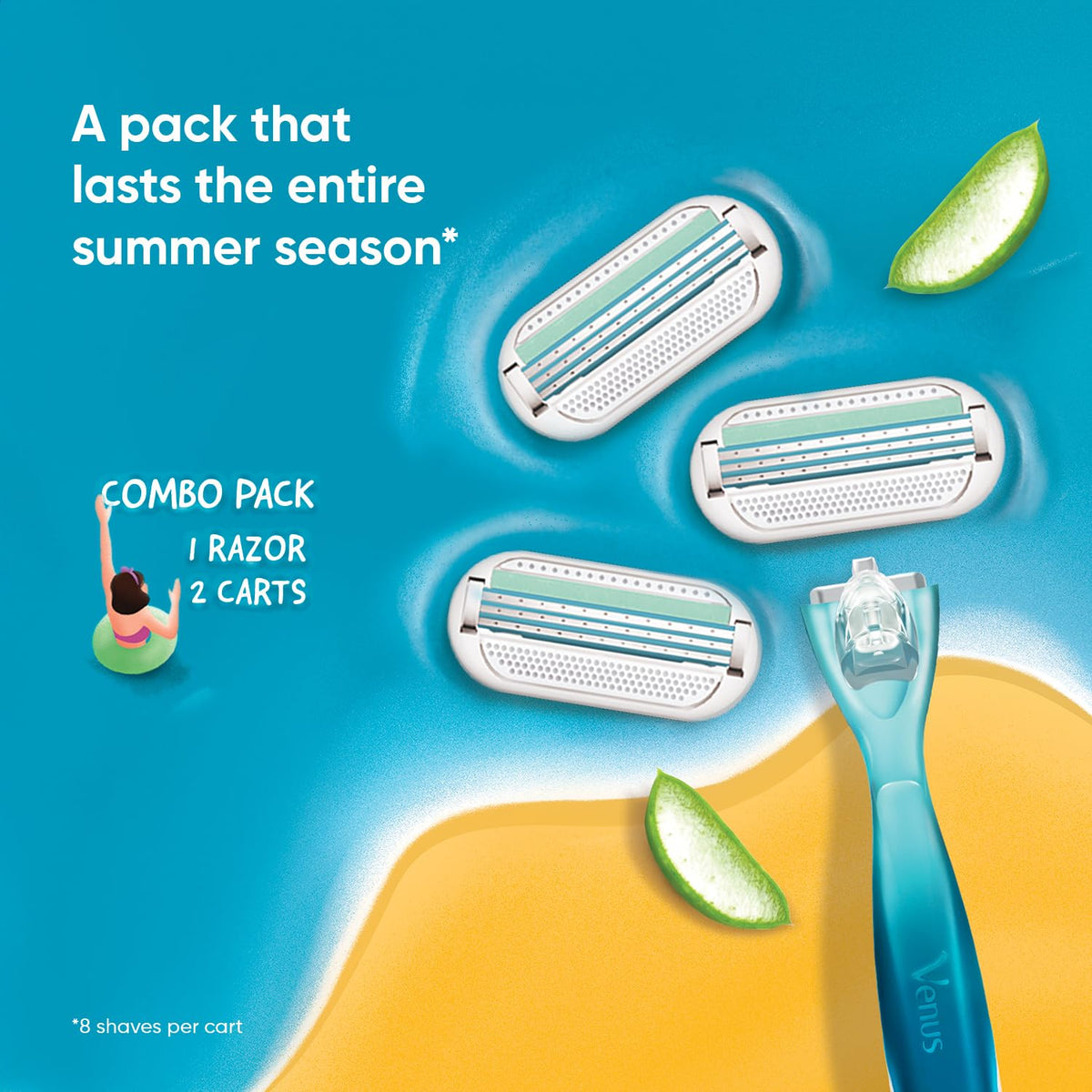 Gillette Venus Women Smooth Combo Pack | Razor Plus 3 Refills | Aloe Vera Smooth H+3C