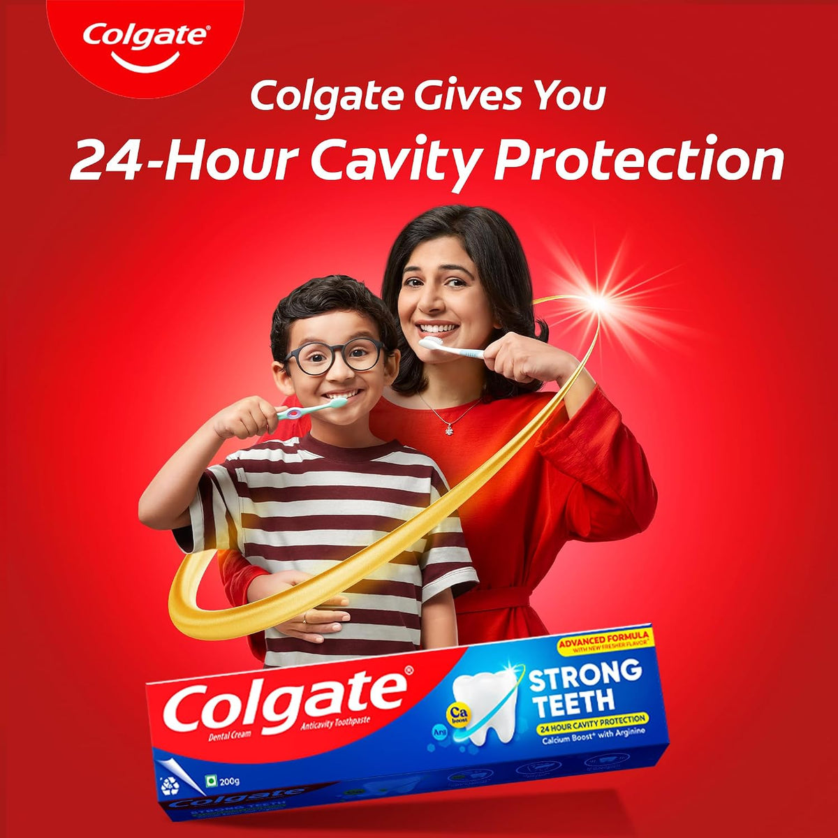 Colgate Strong Teeth Cavity Protection Toothpaste with Amino Shakti - 300g with Free Toothbrush, India's No.1 Toothpaste 300gm Toothpaste