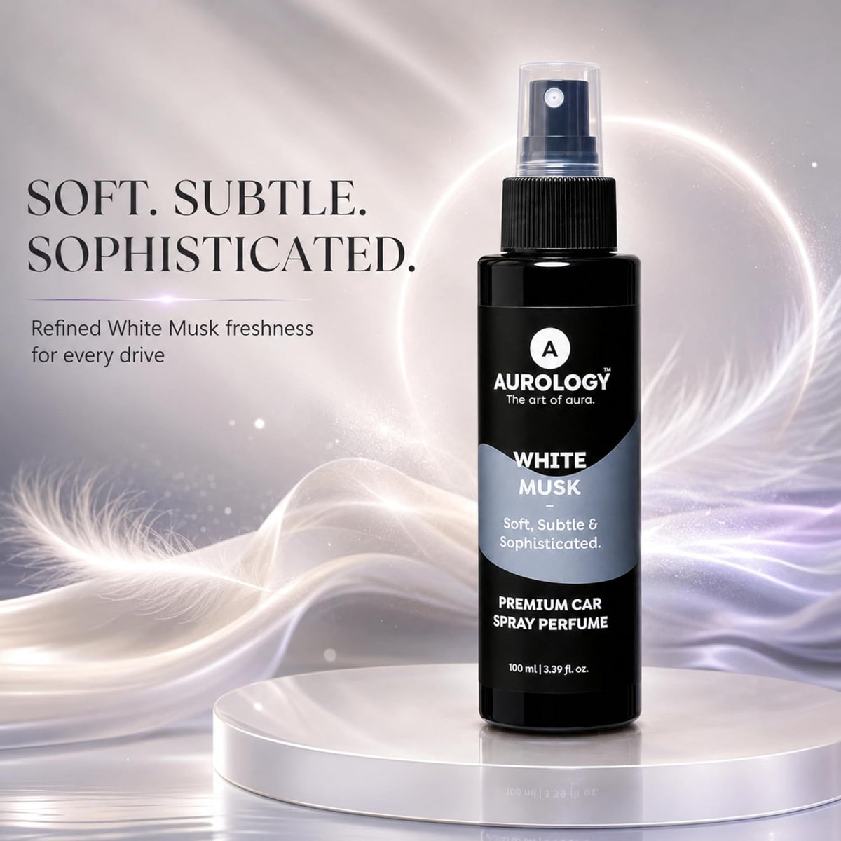 White Musk Mandarin - Soft, Subtle & Sophisticated. | Premium Car Spray, Fine Long-Lasting Fragrance, Car Air Freshener Scent, Anti-Odour Tech, Car Accessory In