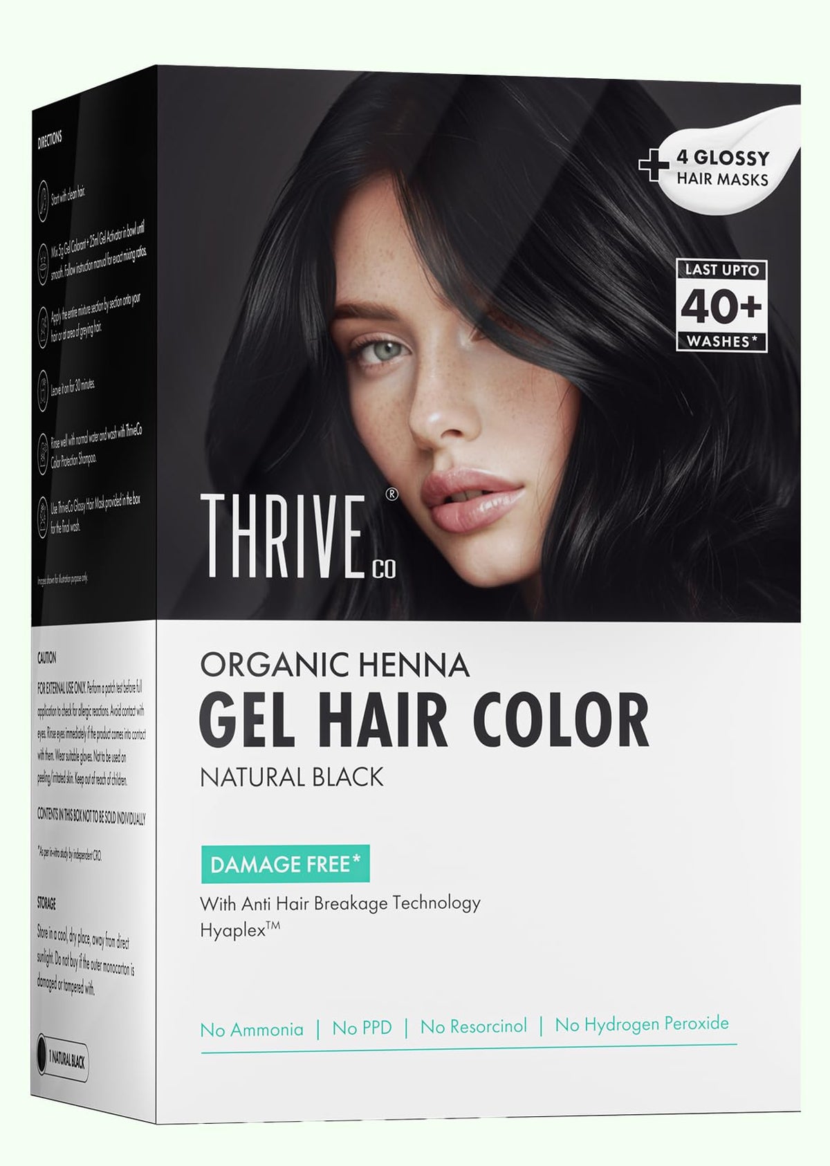 ThriveCo Henna Gel Hair Colour – Natural Black | Natural Indigo, Henna & Amla Formula | Ammonia-Free, Long-Lasting Gel Hair Dye | Chemical-Free Hair Color for M