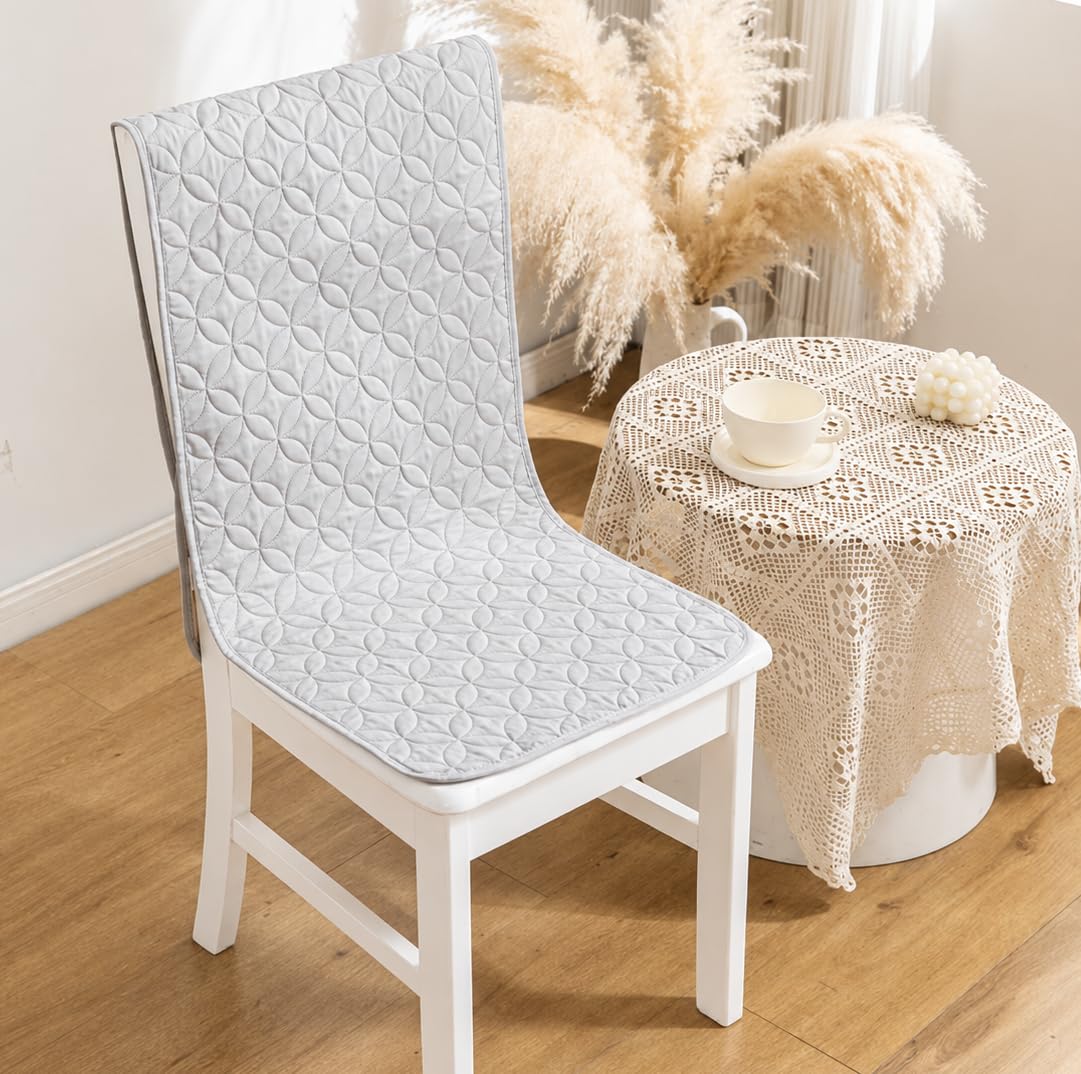 HOMETHREADS Non-Slip Chair Cover-Universal Fit for Kitchen & Dining Chairs-Cushioned Comfort – Stylish Machine Washable Seat Cover-140x40cm (Light Grey, Pack of
