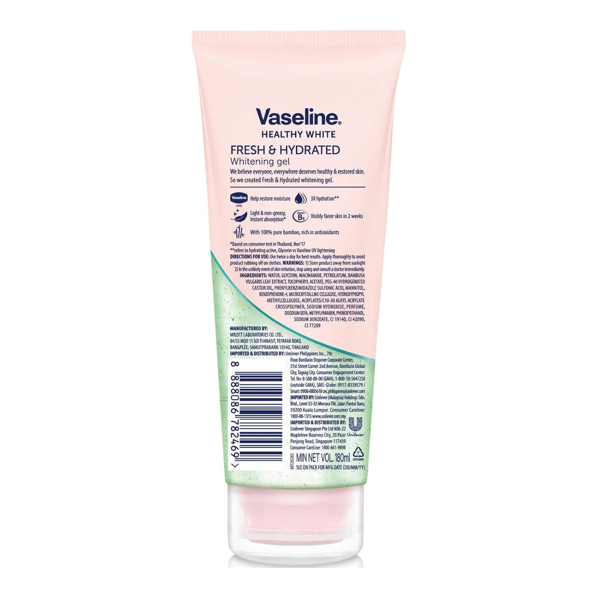 Vaseline Bamboo Extract Fresh and Hydrated Brightening Gel 180ml