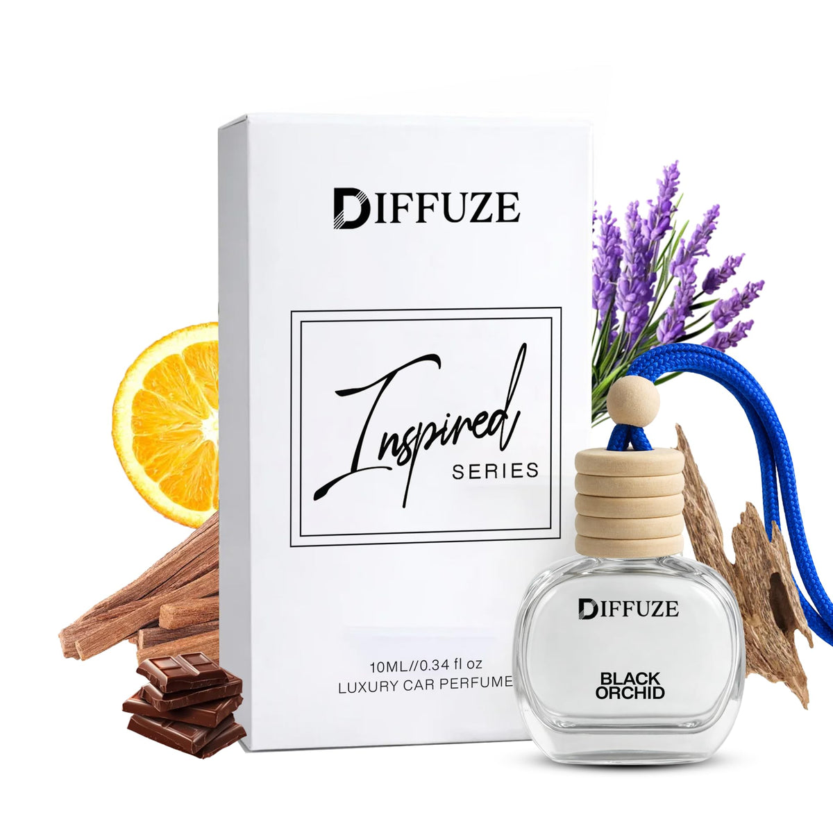 DIFFUZE Hanging Car Perfume - Inspired by Luxury Iconic fragrances | 10ml | Toxin-Free Car air freshener | Car Accessories for fresh aroma | Long Lasting Fragra