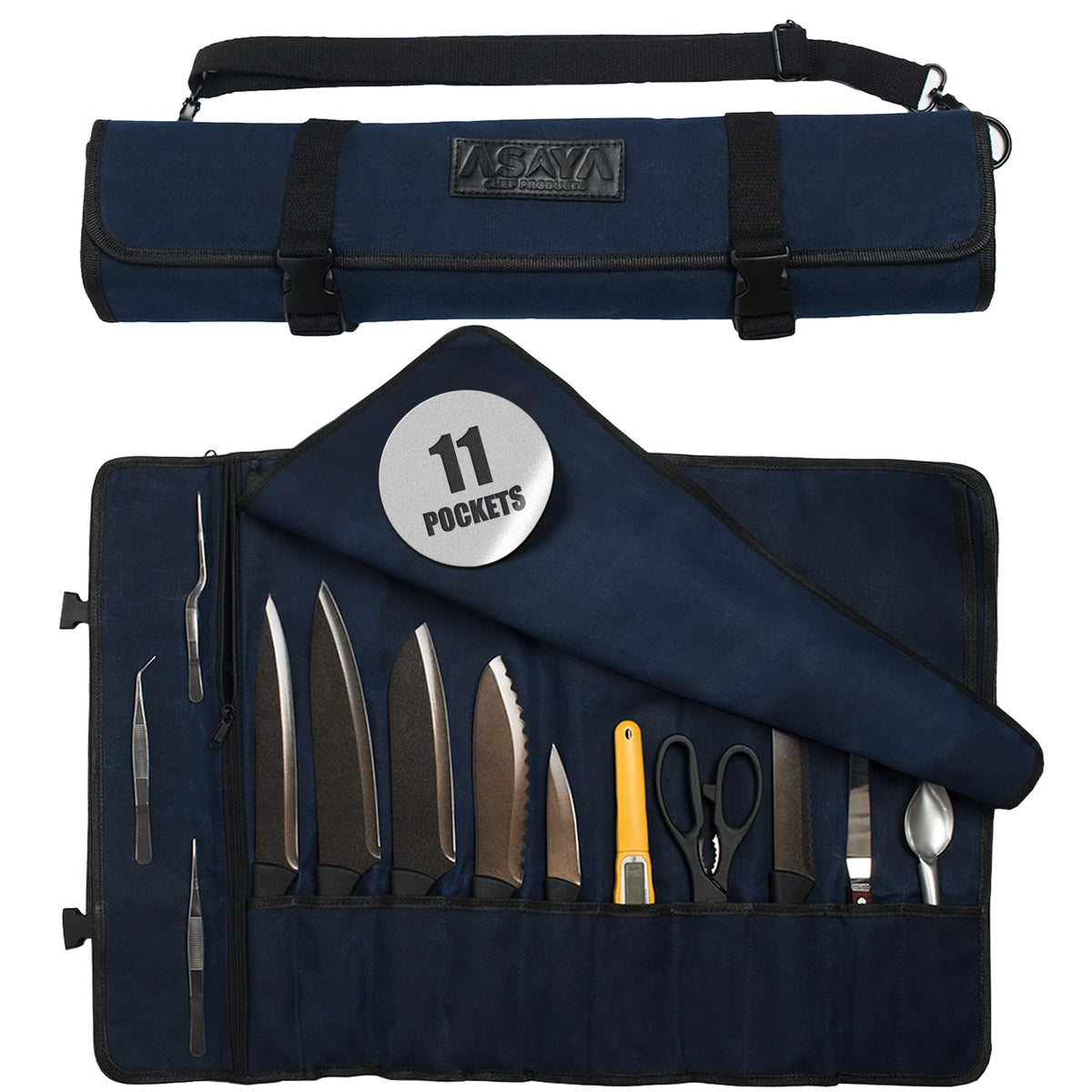 Asaya Canvas Knife Roll (Blue)