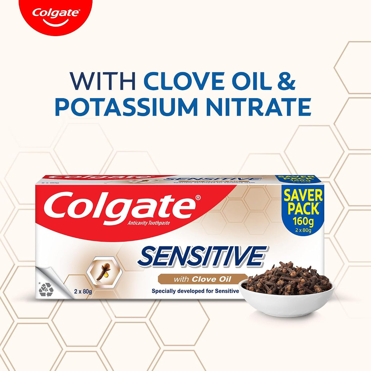 Colgate Sensitive Toothpaste with Clove Oil, for Sensitivity Relief, 160g, 160 g (Pack of 1)