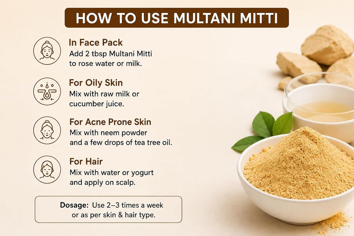 Multani Mitti | No added Chemicals | 100% Natural | Parivartan Herbs | 500g 500 g (Pack of 1)