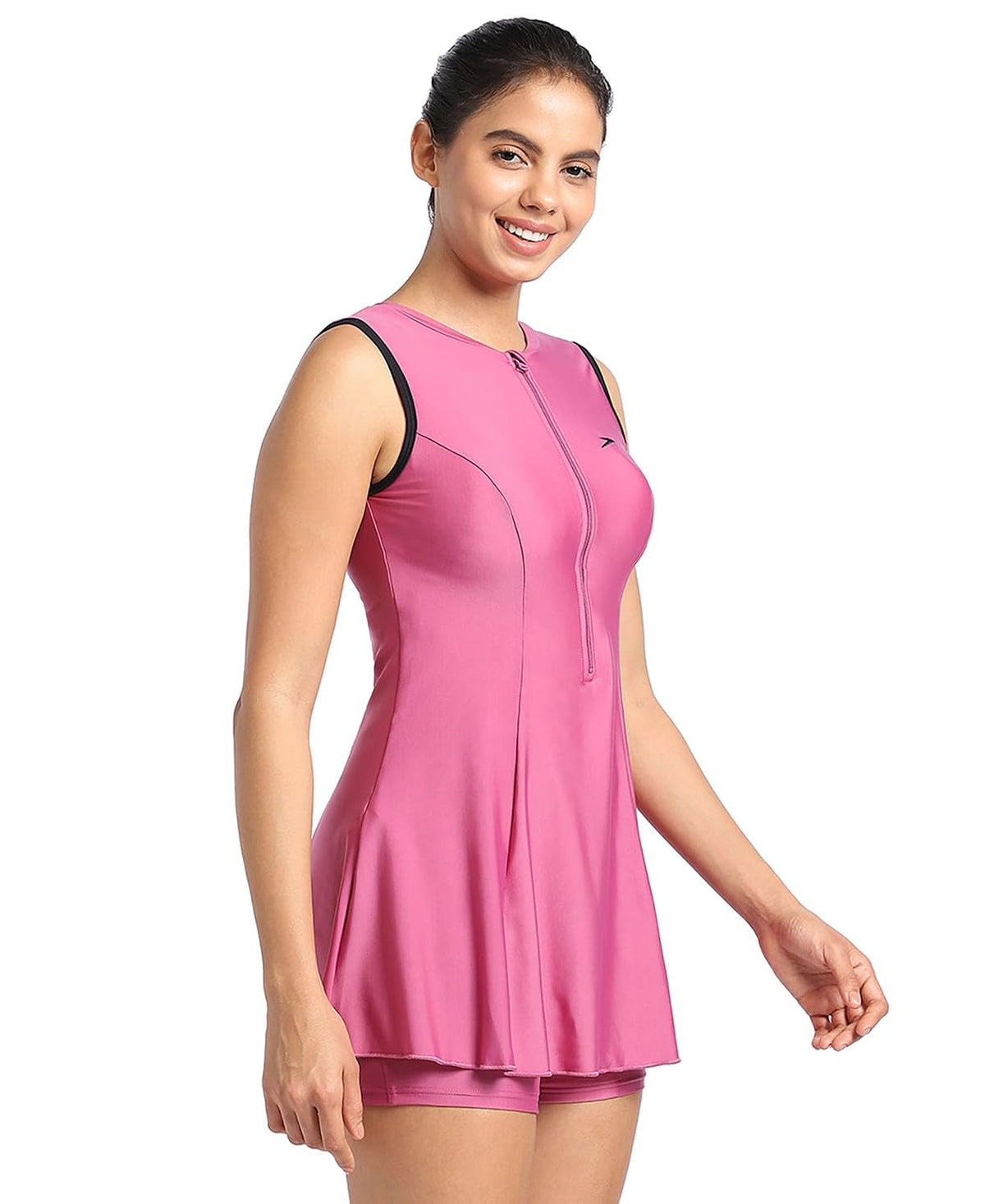 Speedo Women's Swimdress with Boyleg | Swimming Costume Swimsuit | Chlorine Resistance | UPF 40+ Sun Protection | Removable Bra Pads Hotmauve/Black 3XL