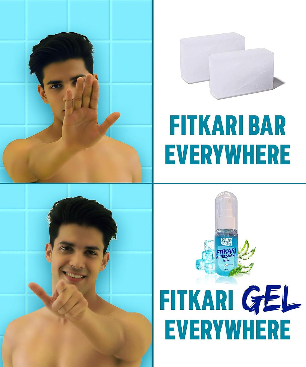 Bombay Shaving Company Fitkari Aftershave Gel (30ml) | Alum and Aloe Vera with Cooling Effect | No Residue | Face & Body Use | Travel Friendly