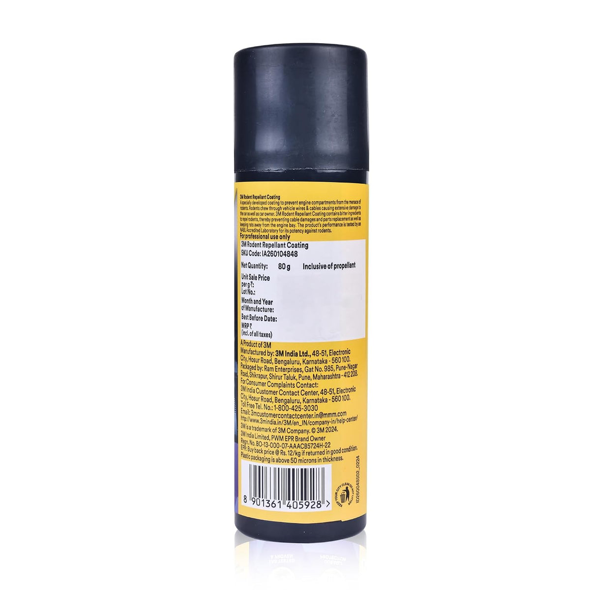 3M Rodent Repellent Coating Spray, Prevents Rat Bites in Engine Parts and Wires, Highly Effective, Leak-Free, Easy-to-Spray, Bitter Taste, No Kill-only Repels (