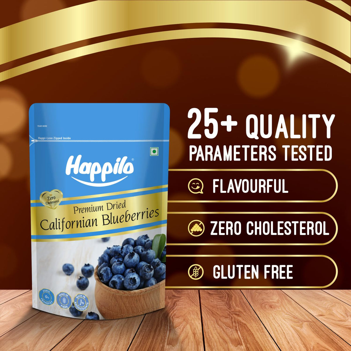Happilo Premium Dried Californian Blueberries 150 g (Pack of 1) | Rich in Calcium and Vitamin K | Non-GMO & No Preservatives | Ideal For Snacking
