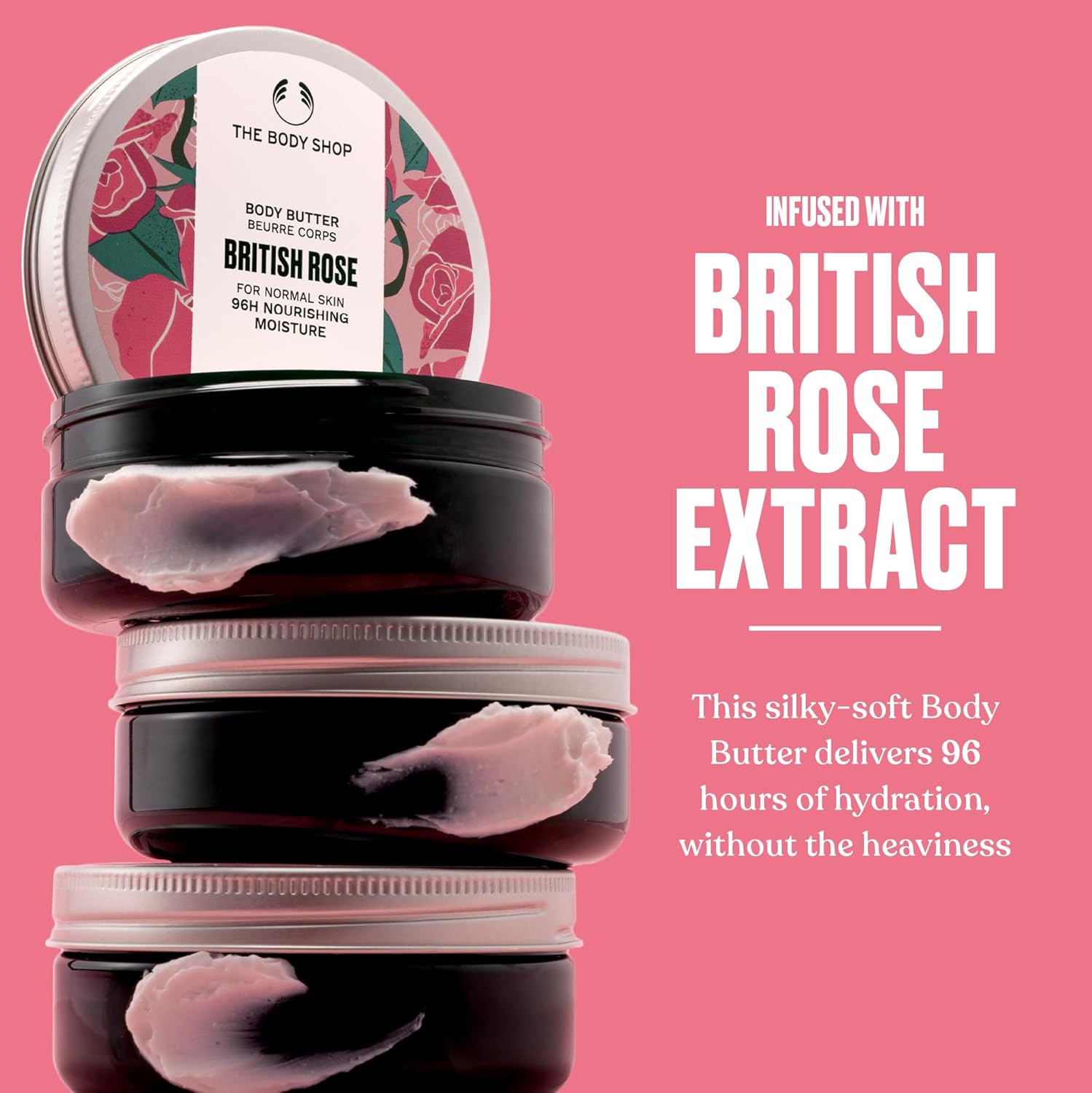 The Body Shop British Rose Body Butter – Nourishing & Moisturizing Skincare for Normal Skin – Vegan – 6.75 oz