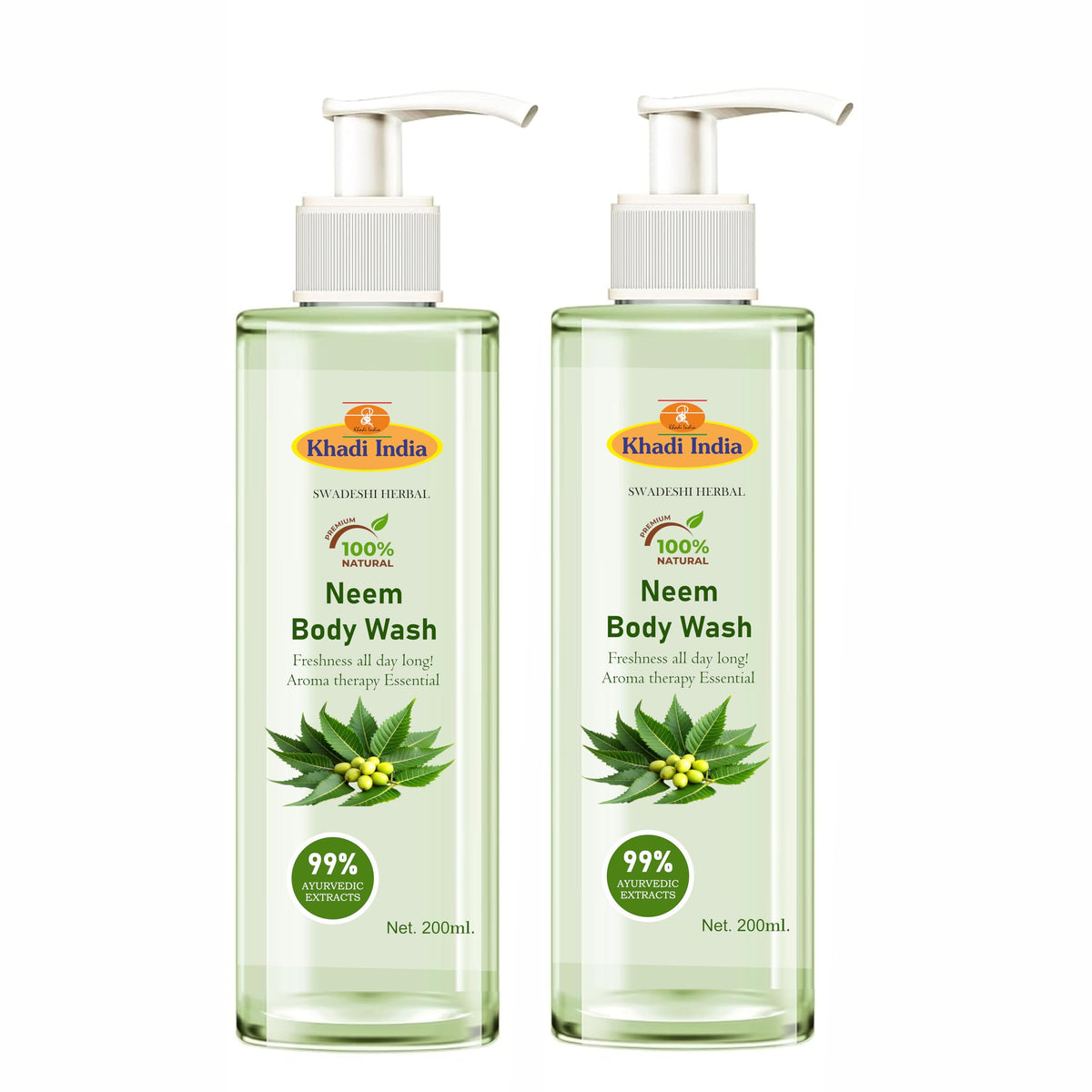 Khadi 100% Pure Natural Ayurvedic Neem Bodywash For Healthy & Refreshed Skin | Shower Gel For soft, nourished & glowing skin | Herbal | Paraben-free & Sulphate-