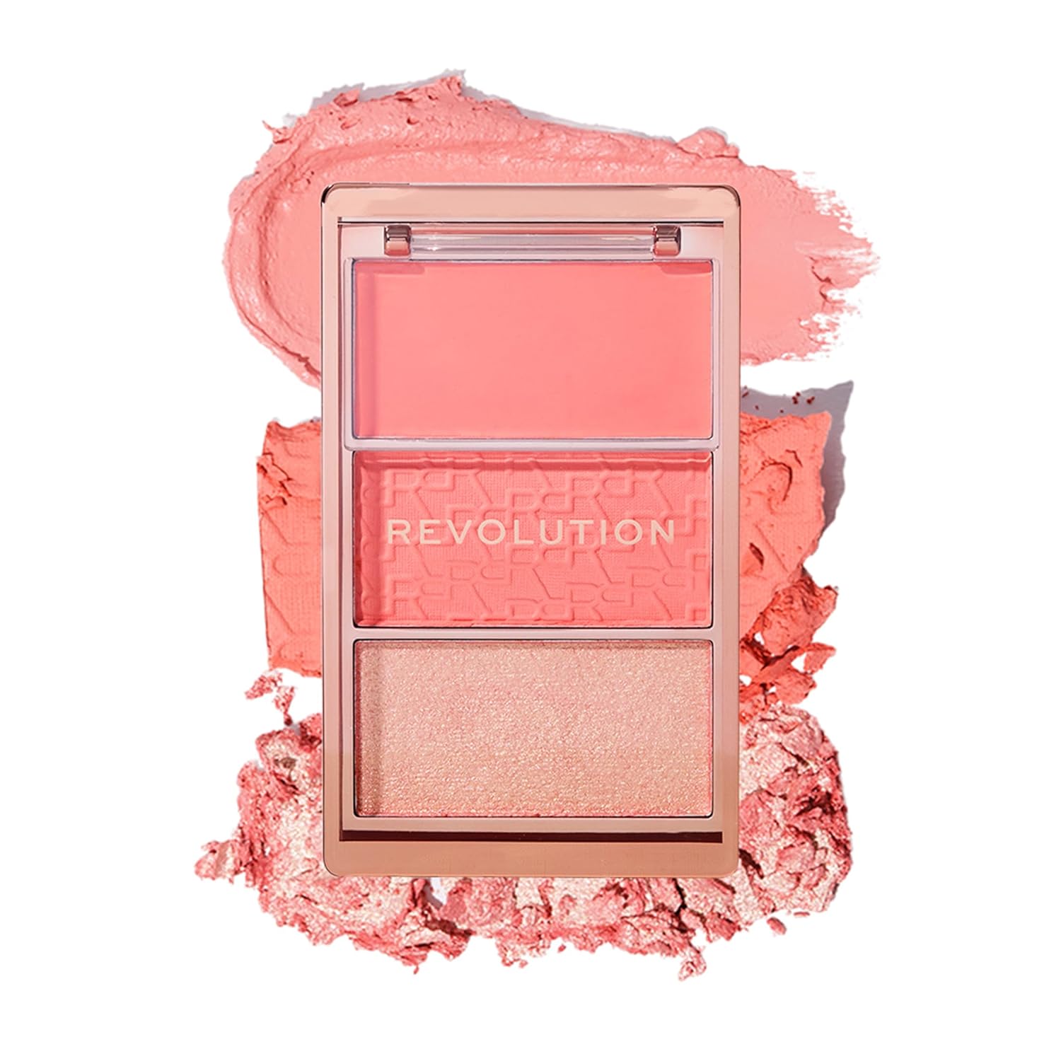Revolution Blush Icon Palette- Authentic Peach | Cream‑Matte‑Shimmer Trio with Hyaluronic Hydration | Highly Pigmented & Buildable | Long‑Lasting Flush for Indian Skin Tones- 9.8g