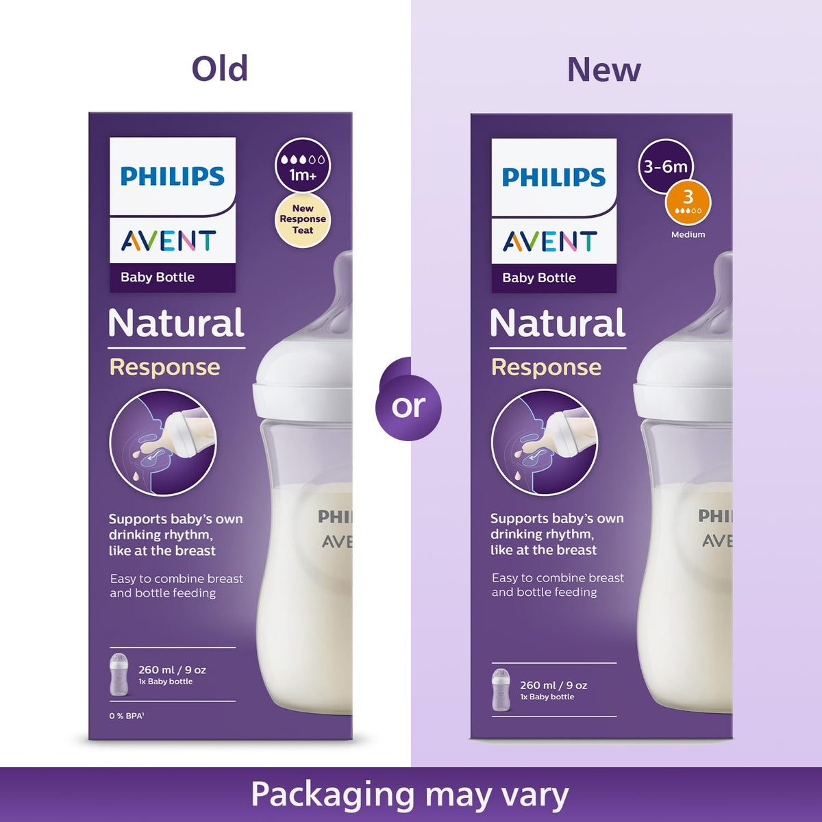 Philips Avent Natural Baby Plastic Feeding Bottle | No.1 Brand Recommended by Moms Worldwide | Ideal for 3-6 months+| Natural Response Technology Mimics Breastf